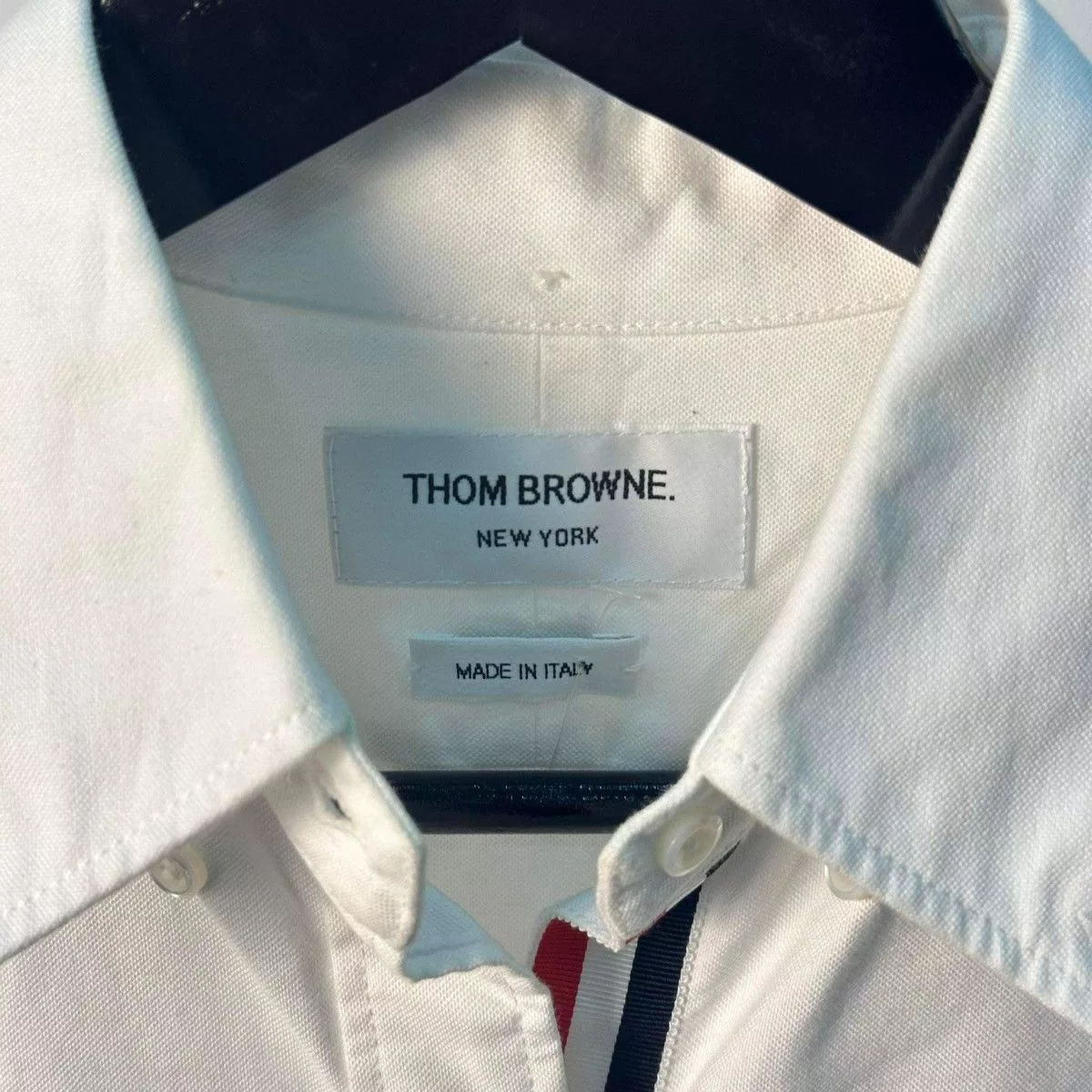 Thom Browne Button Ups THOM BROWNE STRIPED OXFORD SHIRT White Luxury