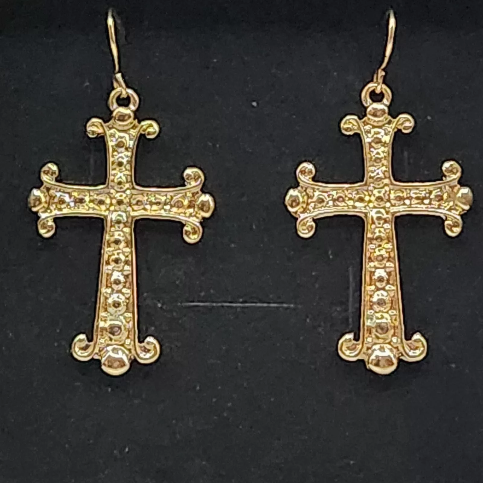 Designer Earrings Designer NWT Gold Tone Cross Dangle Earrings by Raphael