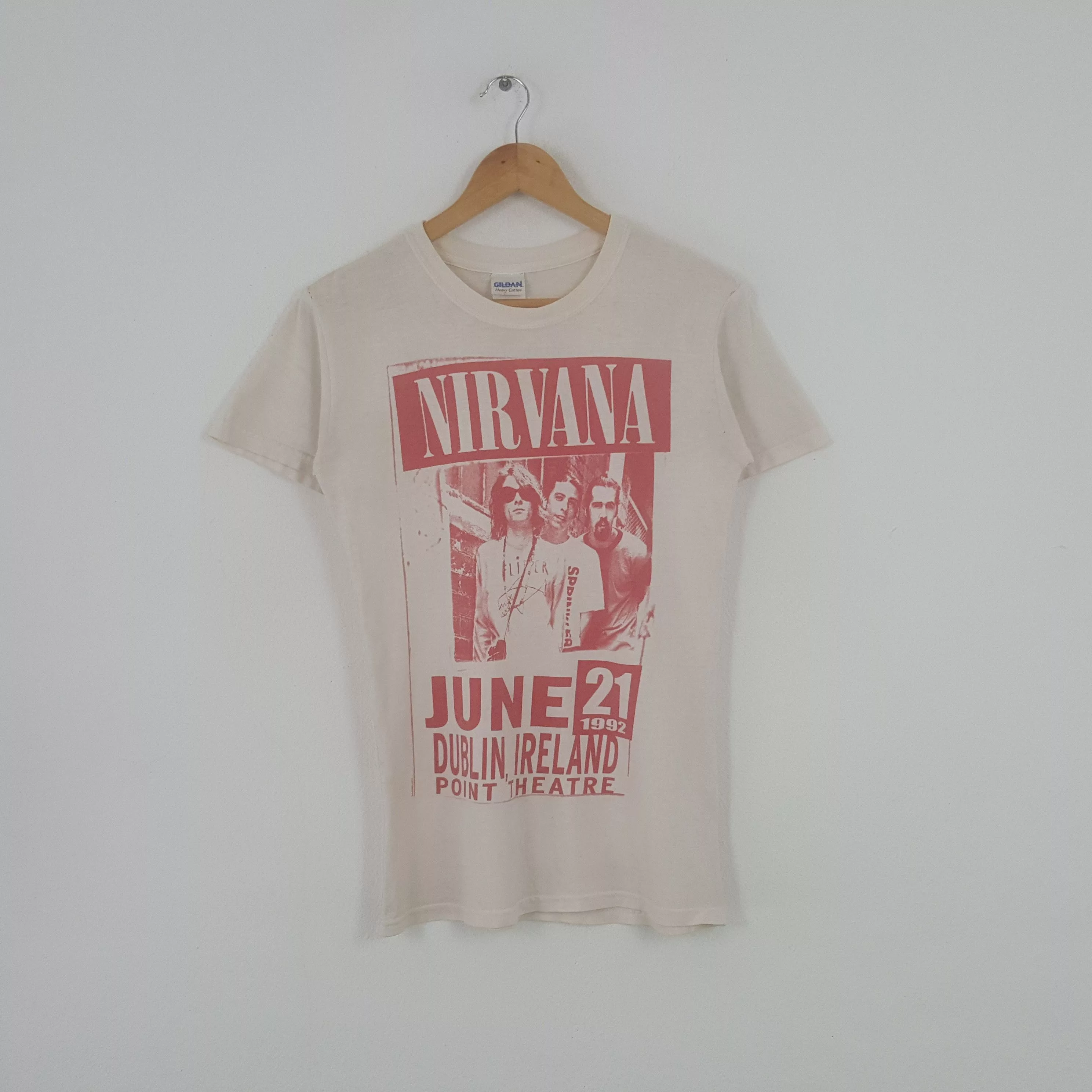 Nirvana Short Sleeve T Shirts Nirvana × Vintage Vintage Nirvana American Grunge Band Tour Tshirt White