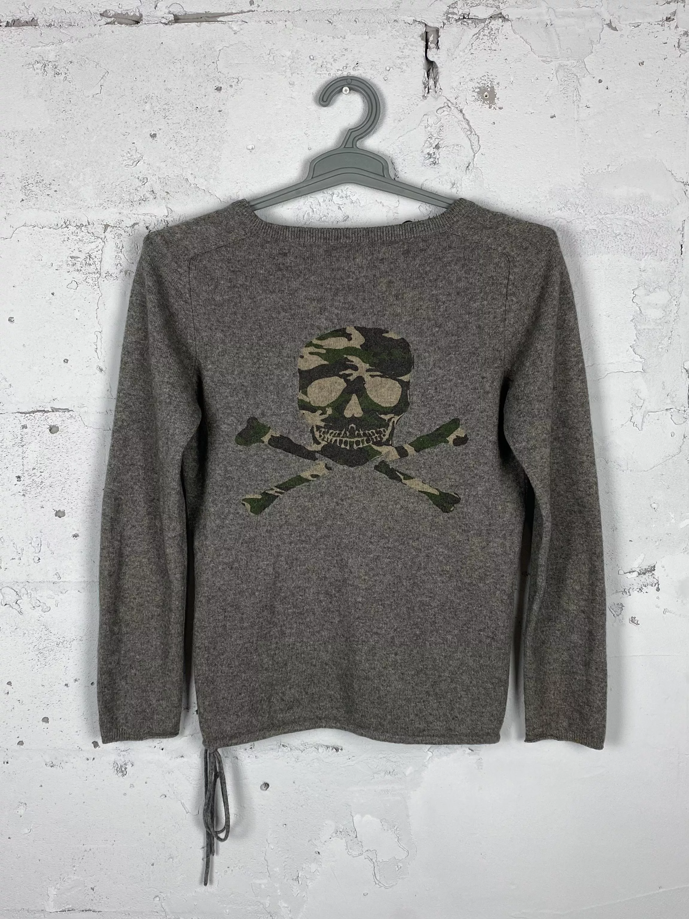 Zadig & Voltaire Sweaters Zadig & Voltaire Zadig&Voltaire Camo Skull 100% Cashmer Number Nine Style Gray Vintage