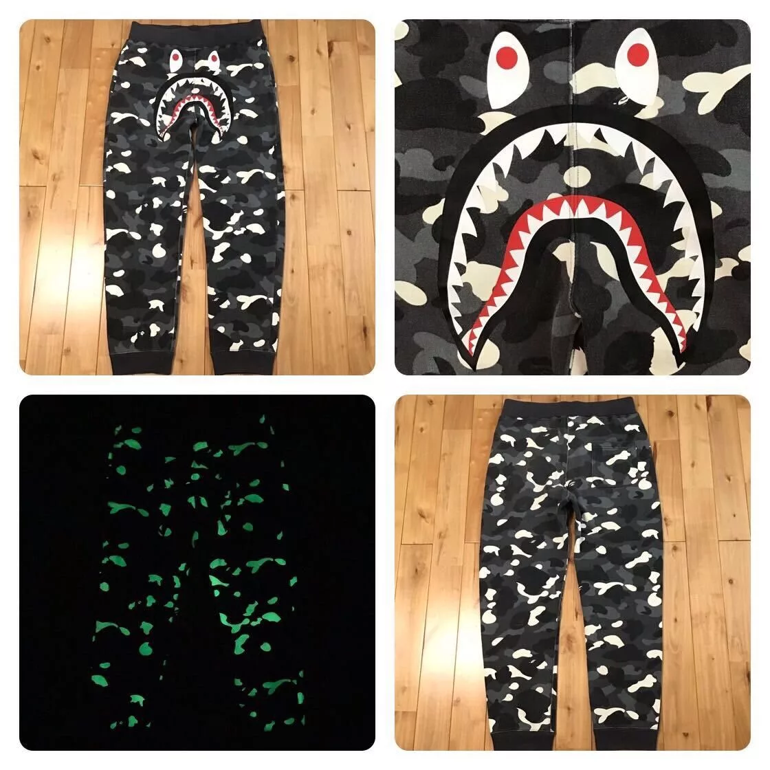 Bape Sweatpants Joggers 💫Glow in the dark💫 BAPE City camo shark sweat pants ★size L Black