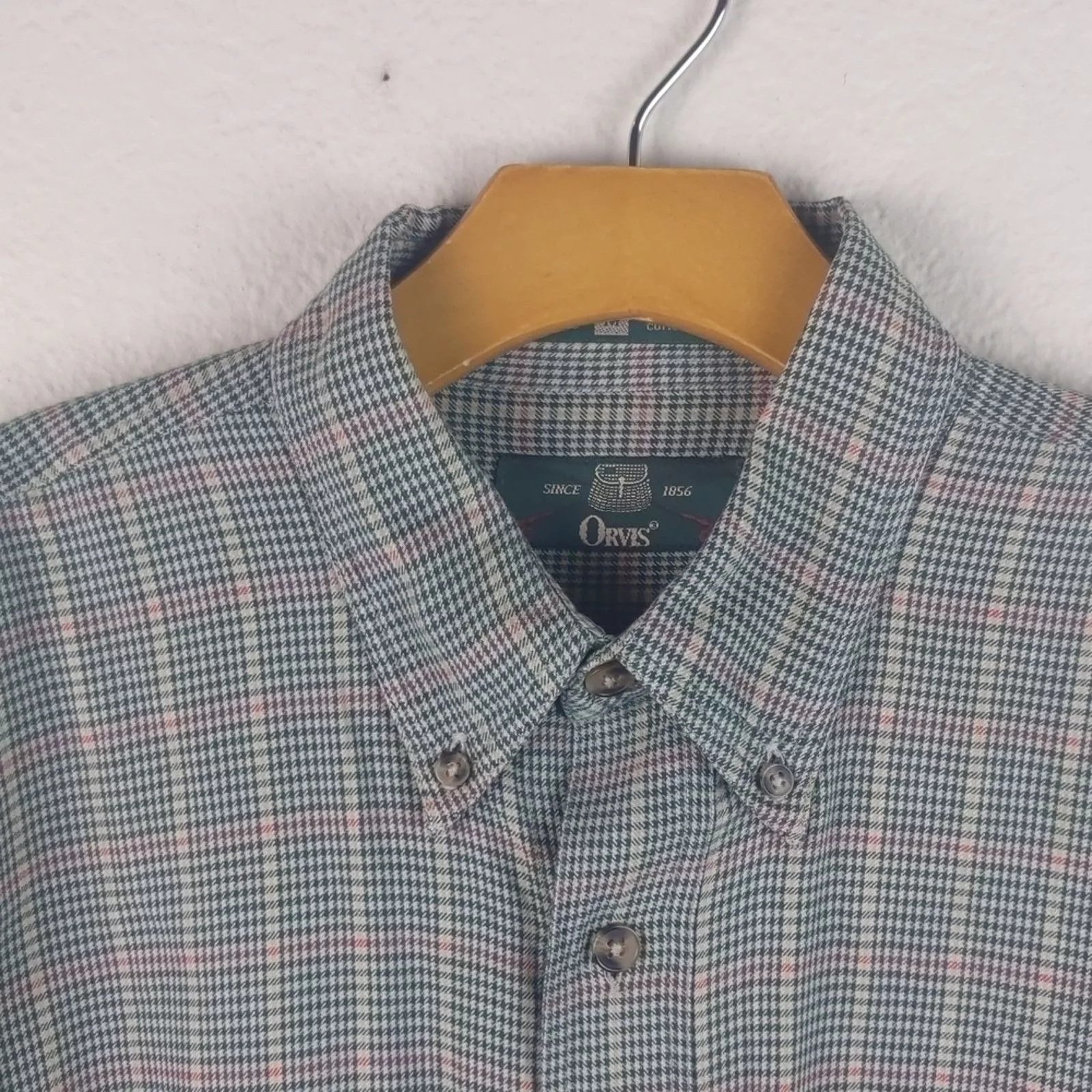 Orvis Shirts Button Ups VTG 90s Orvis Green Herringbone Button Down Flannel Sz MED