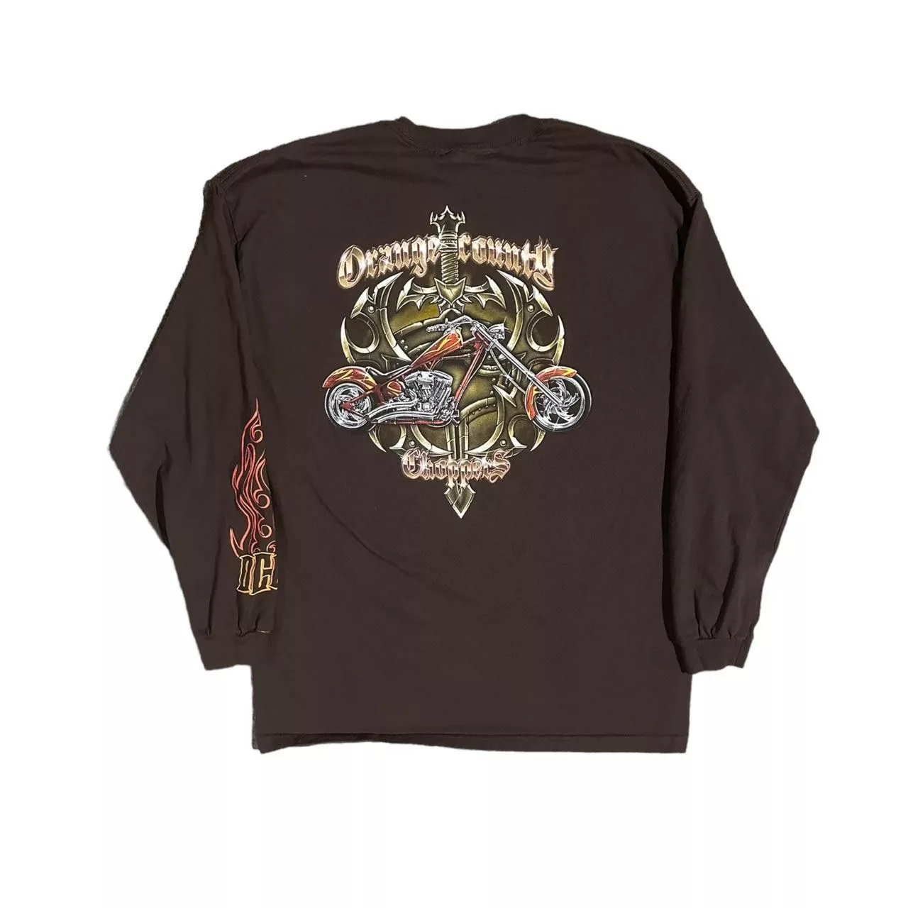Designer Shirts Button Ups Designer Vintage 90s Orange County Choppers Long-Sleeve Shirt Brown
