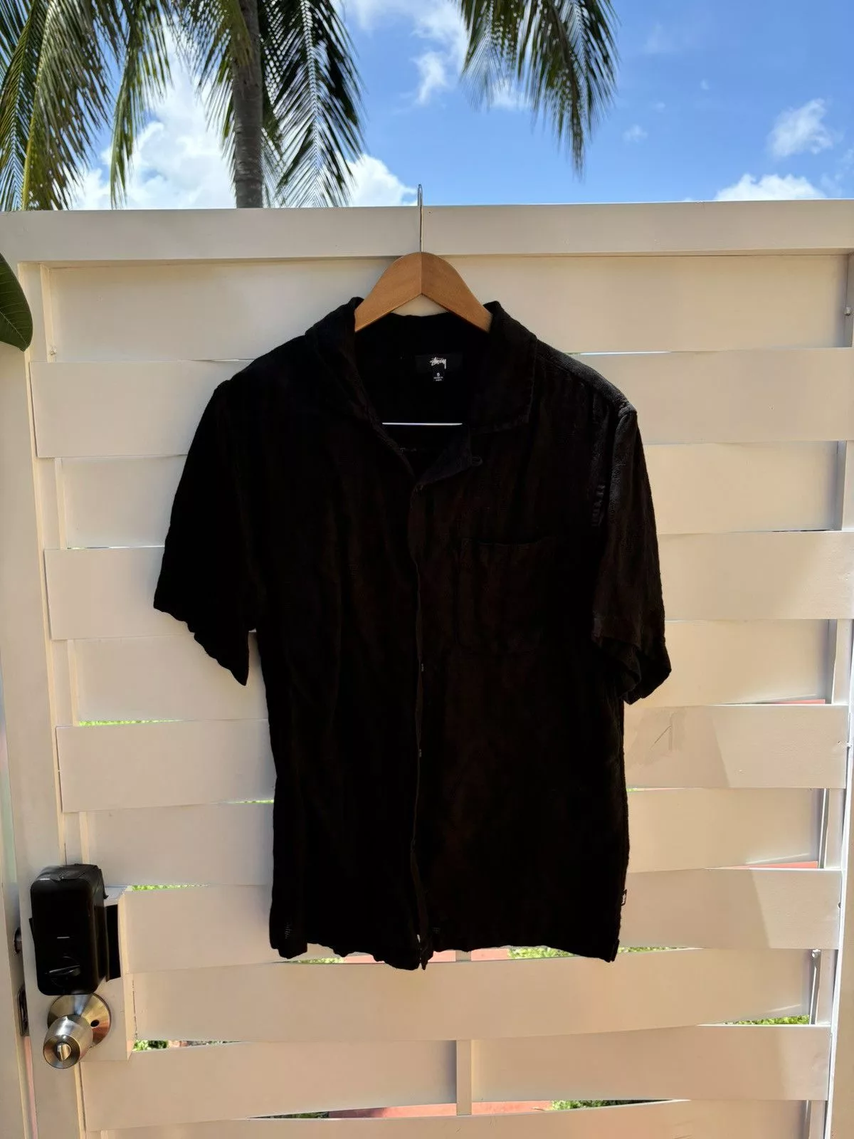 Stussy Shirts Button Ups Stussy Diamond Jacquard Linen Shirt Black