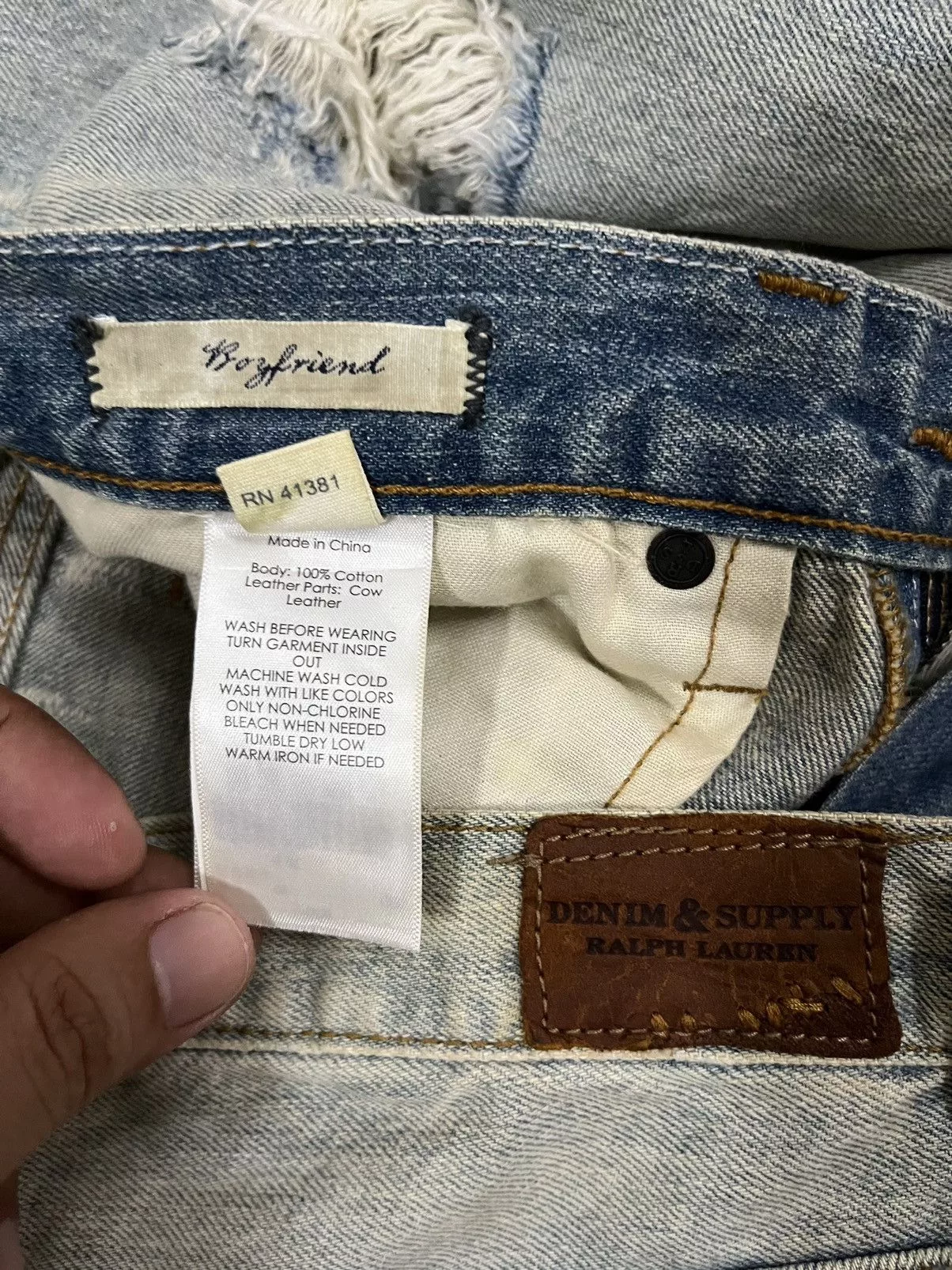 Designer Denim Designer Vintage Light Blue Heavy Distressed Regular Straight Jeans