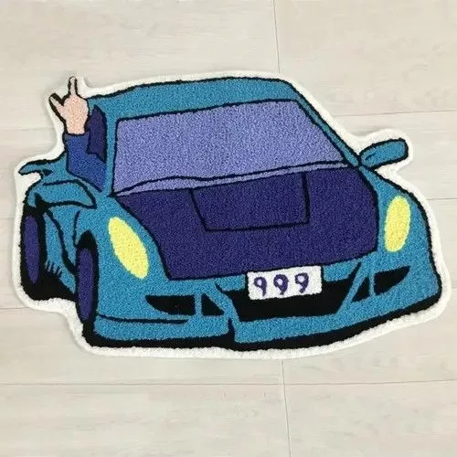 Handmade Miscellaneous 3D Handmade Car Shape Soft Rug Multi