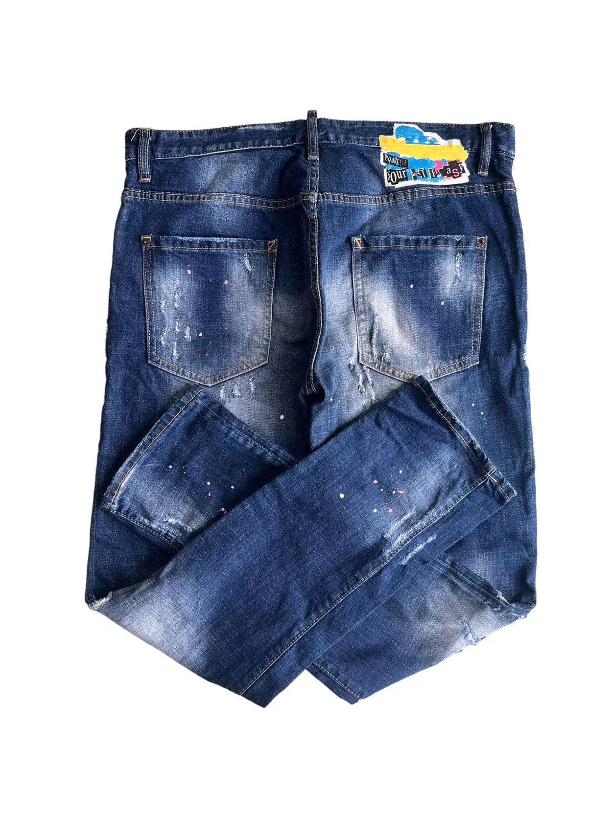 Dsquared2 Denim 2018 Dsquared2 🇮🇹 Clawmark Painter Regular Cut Denim Jeans Blue Vintage