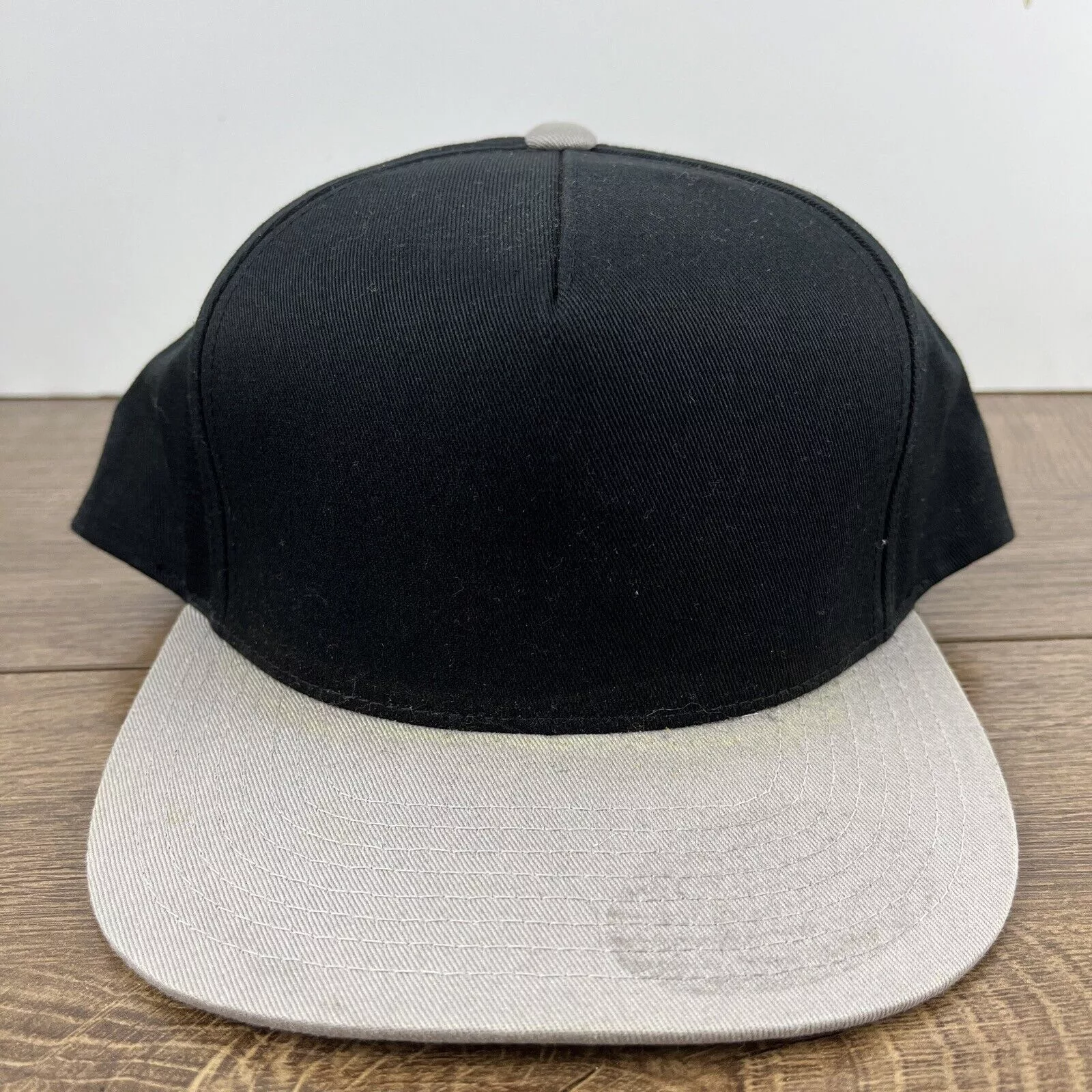 Other Hats Other Plain Black Gray Snapback Hat Black Hat Snapback Adjustable