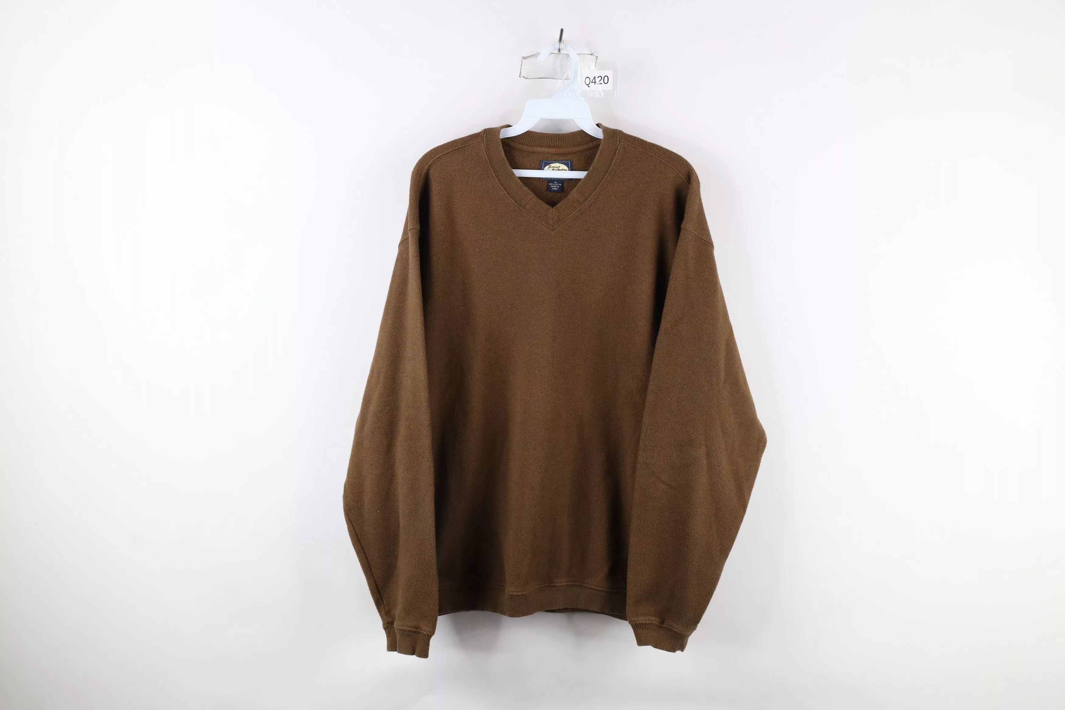 Tommy Bahama Sweaters Knitwear Tommy Bahama × Vintage Vintage Tommy Bahama Blank Cotton Knit V-Neck Sweater Brown