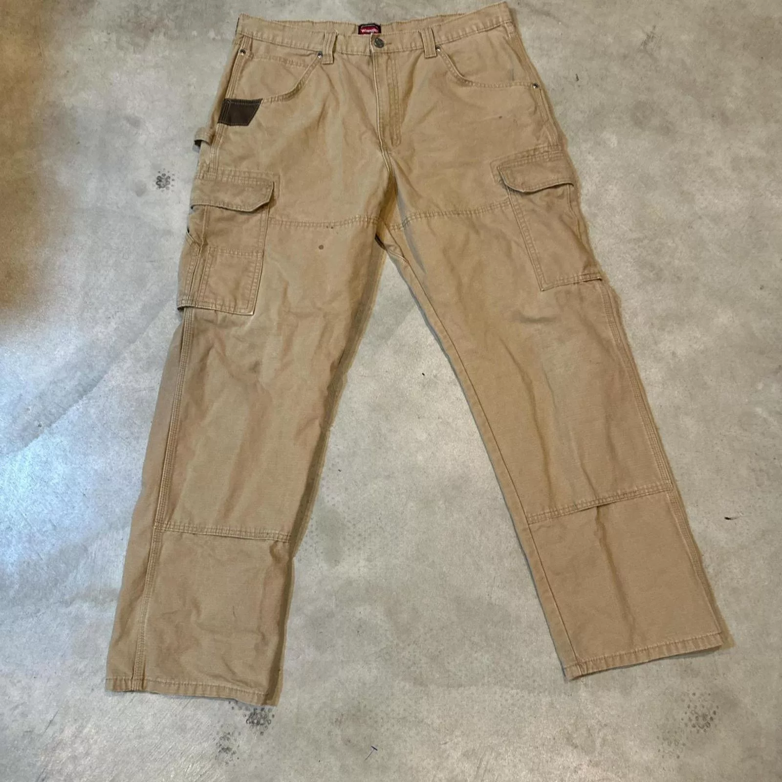 Wrangler Casual Pants Wrangler Workwear Double Knee Carpenter Cargo Pants 36x32 Brown