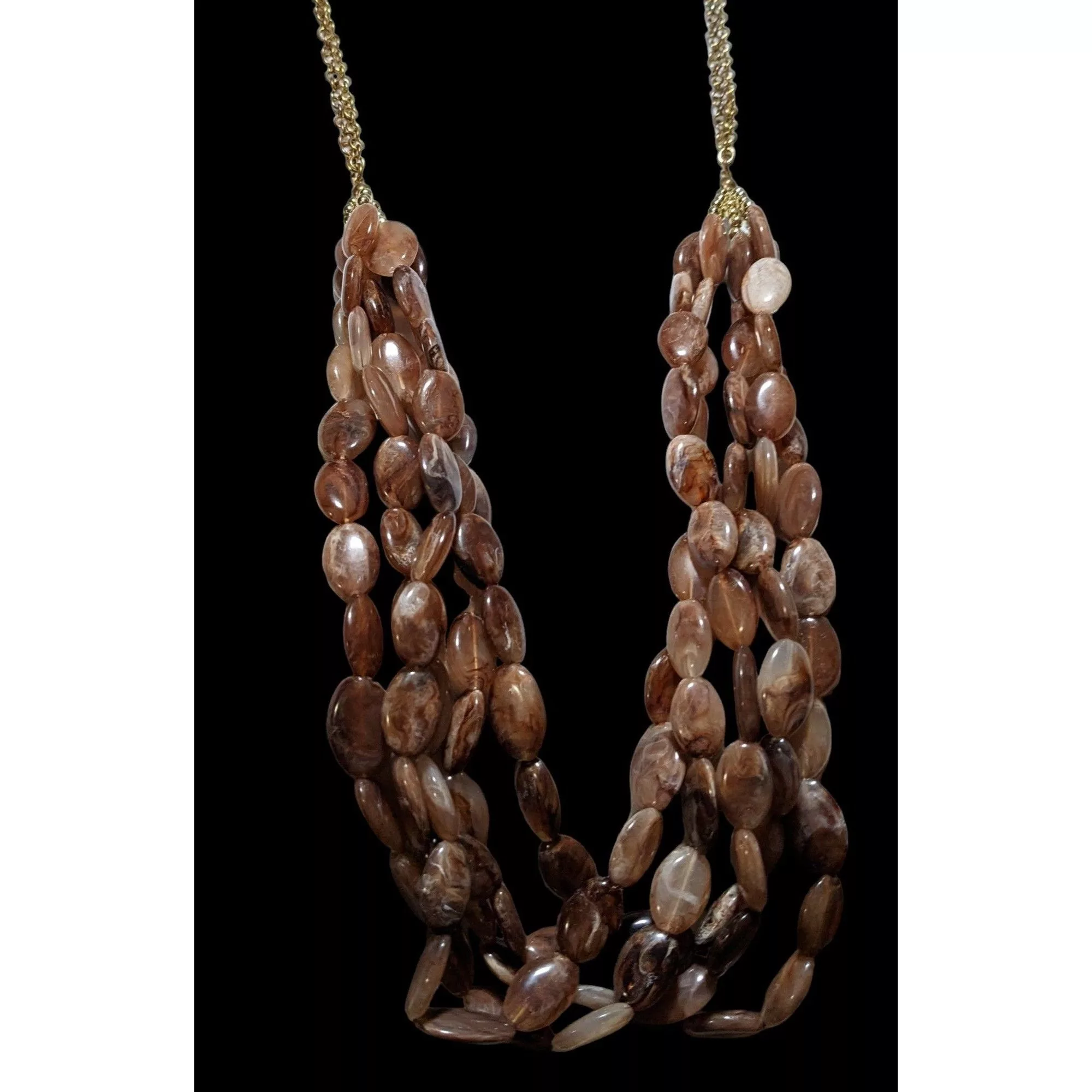 Other Necklaces Other Earthy Multilayer Marbled Beaded Necklace Brown