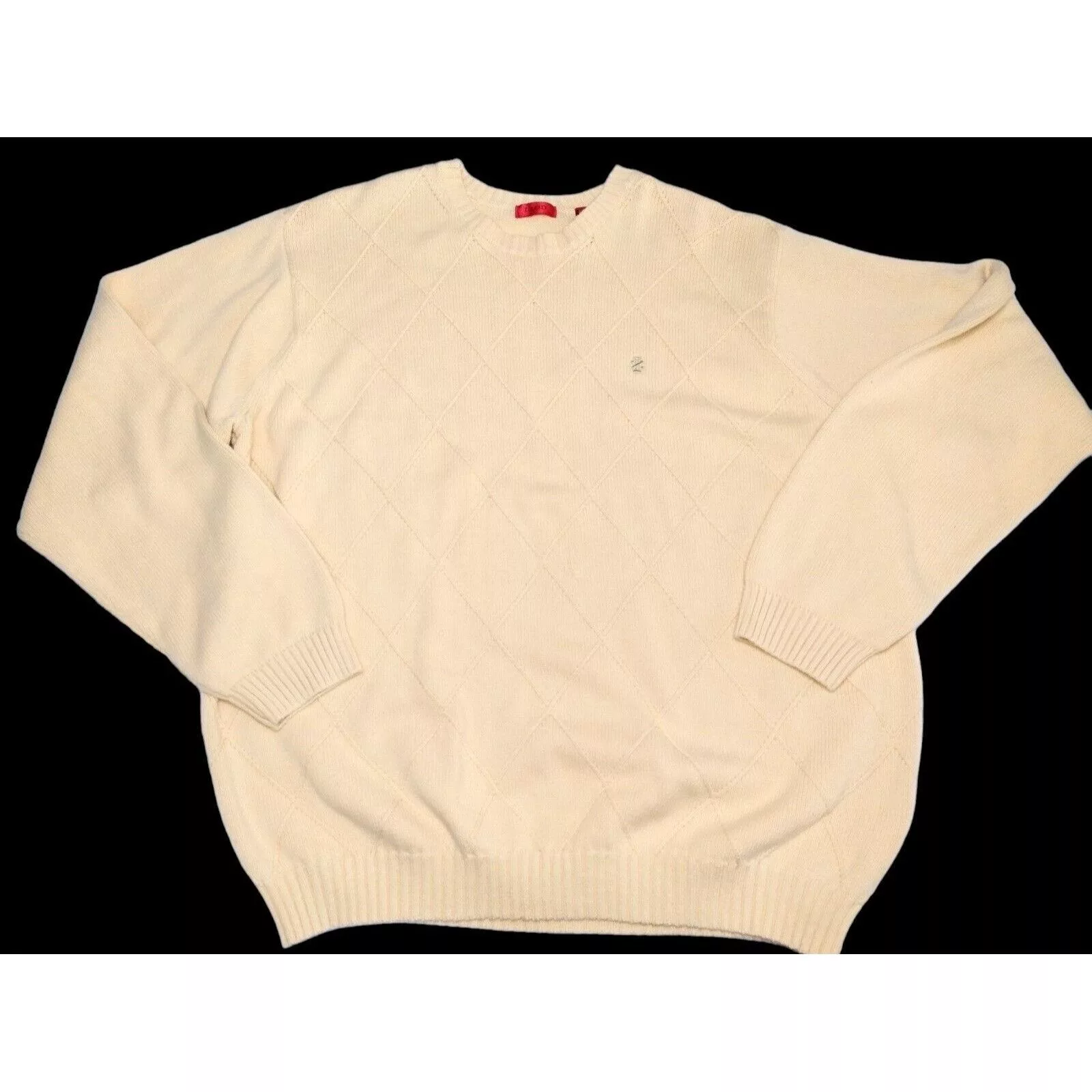 Izod Sweaters Knitwear Izod Diamond Print Heavy Pullover Sweater Size XL Melon Yell Yellow