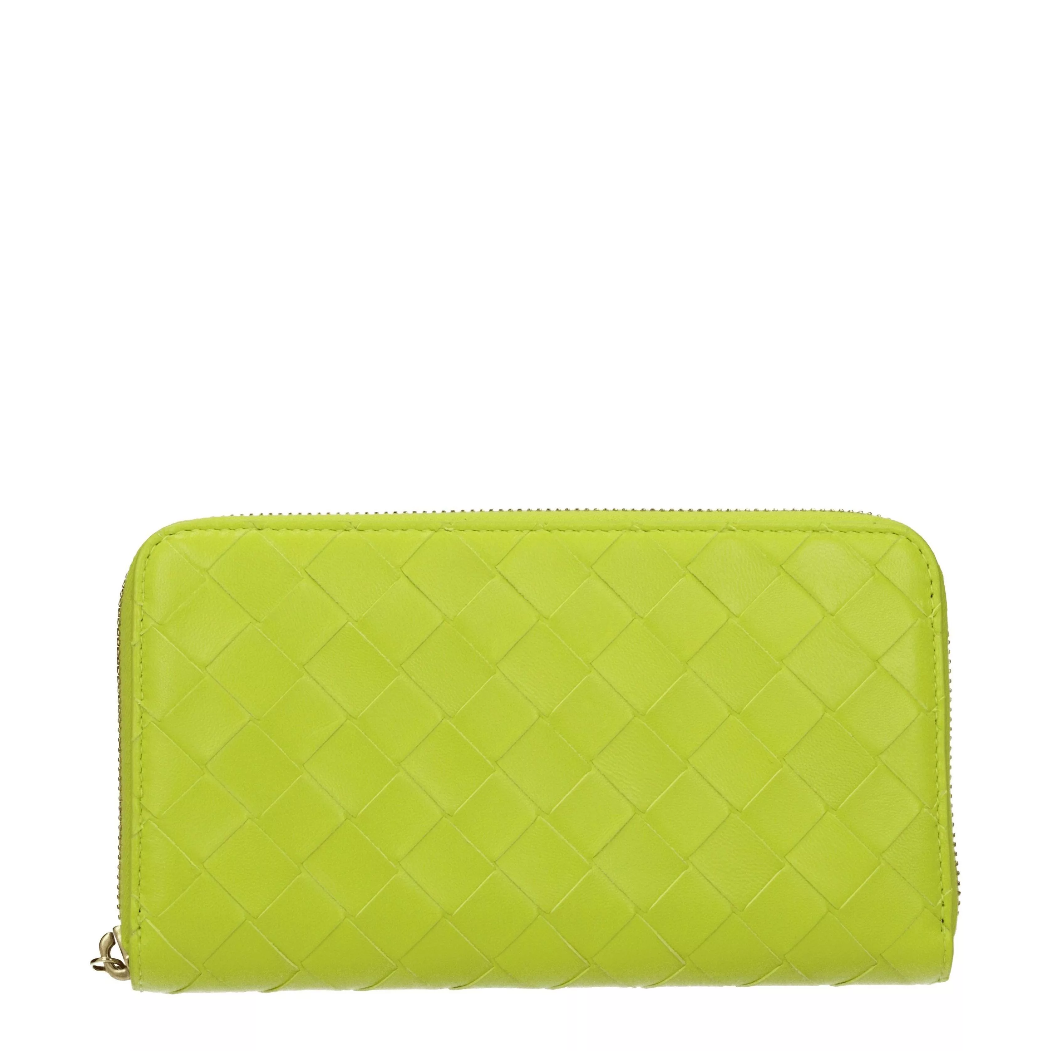Bottega Veneta Wallets Bottega Veneta o1loc1c0624 Size: OS / 608053 Zip Wallet in Acid Green