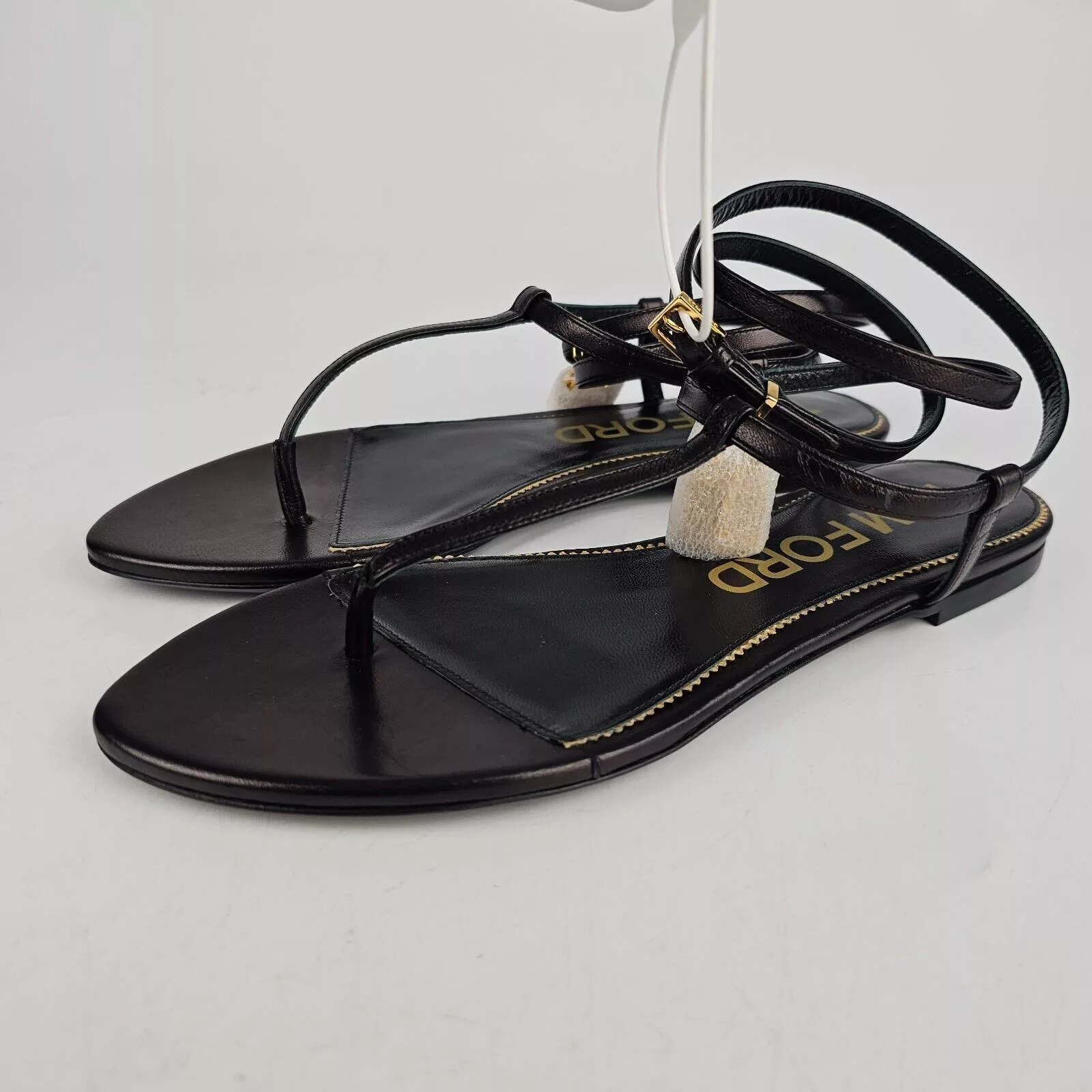 Tom Ford Flats Tom Ford Padlock Black Leather Sandals New