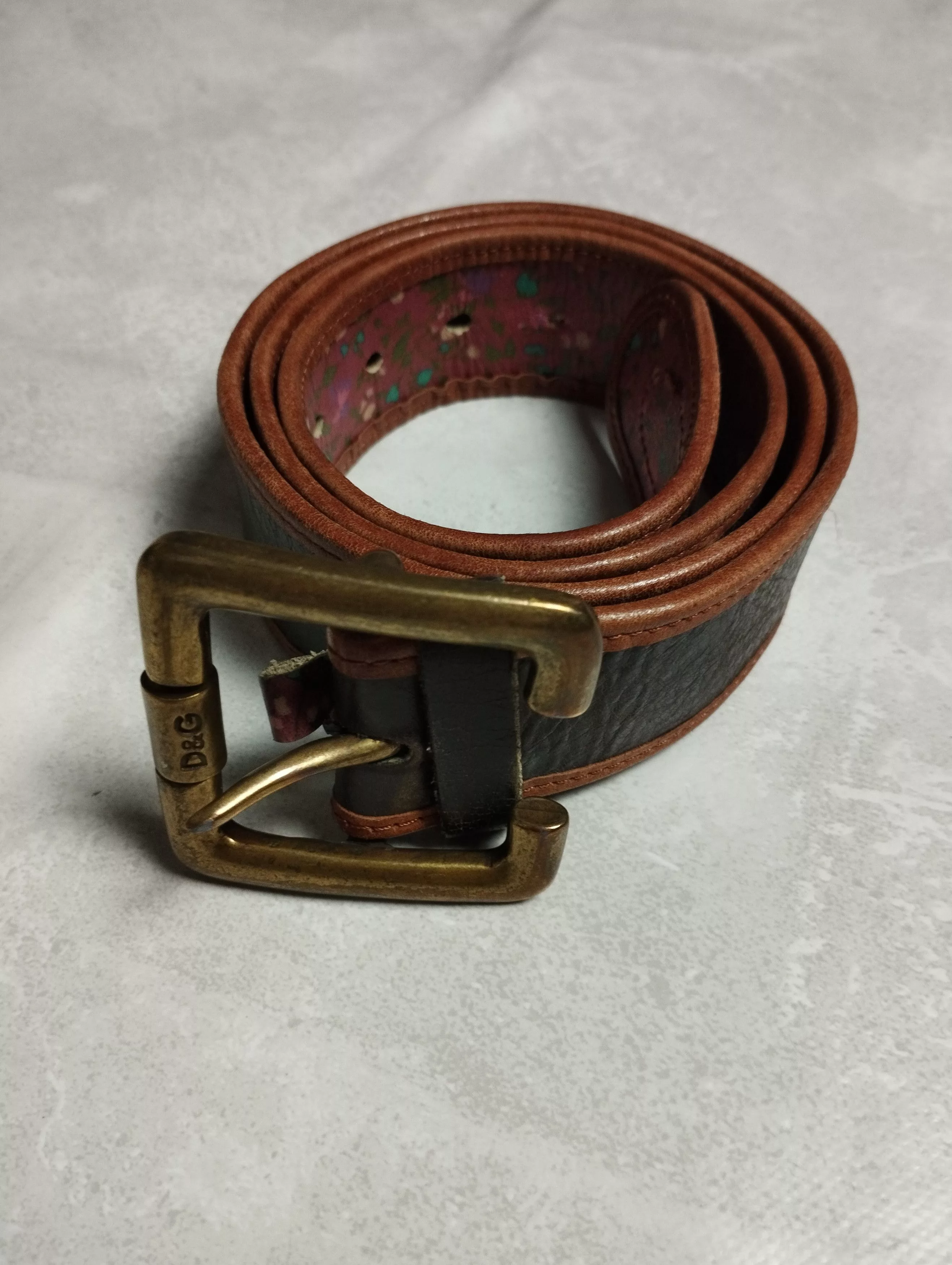 Dolce & Gabbana Belts Dolce & Gabbana × Vintage Vintage 90s Leather Dolce Gabbana DG Flower Brown Belt Avant-Garde