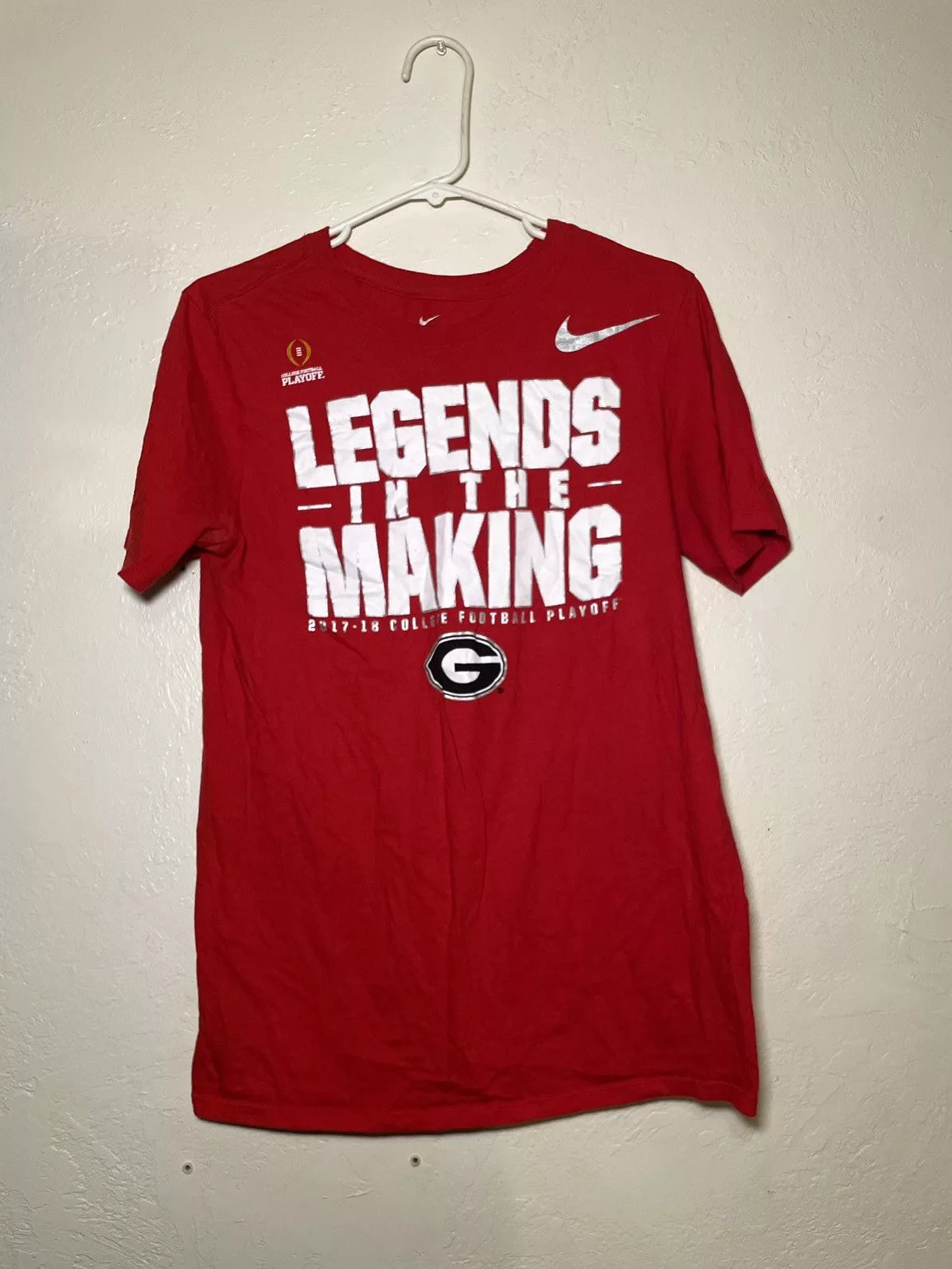 NCAA Short Sleeve T Shirts NCAA × Nike 2017-2018 College Football Playoff Georgia Bulldogs shirt Red