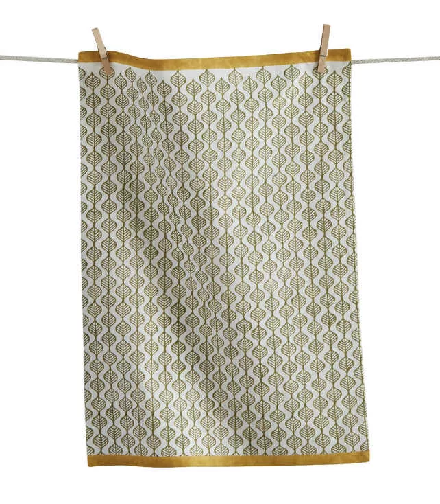 Leaf Block Print Dishtowel