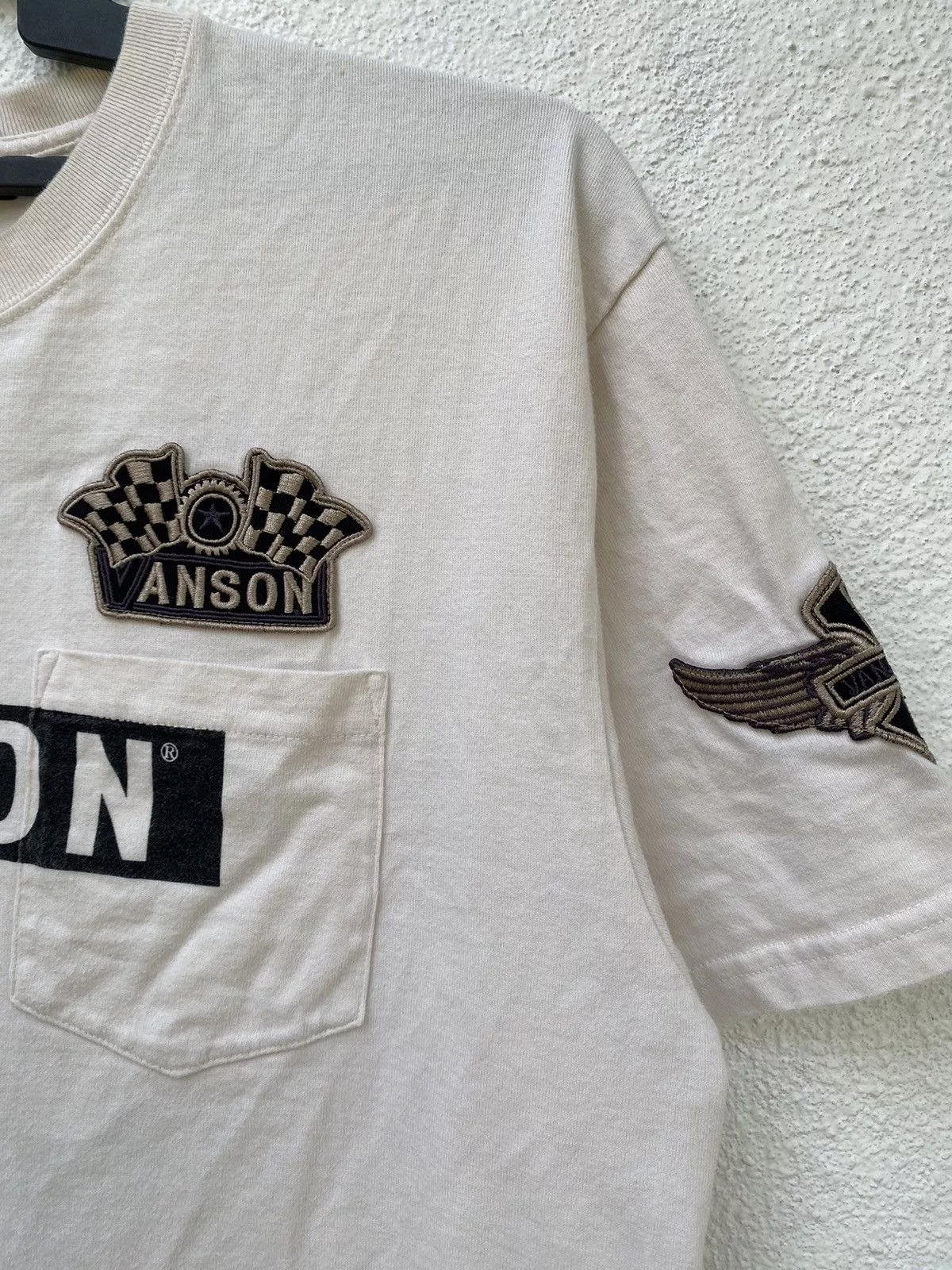 Vanson Leathers Short Sleeve T Shirts Vanson Leathers Vanson Leather Patch & Embroidery Big Logo Very Versatile White Vintage