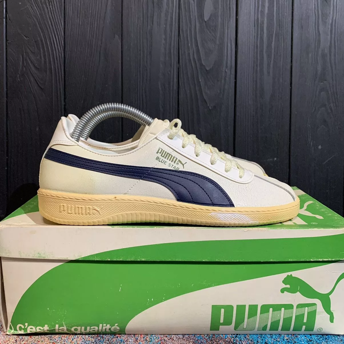 Puma Low Top Sneakers Puma × Vintage 🔥Puma Blue Star Vintage Leather Sneakers Size 6, 25 cm White Streetwear