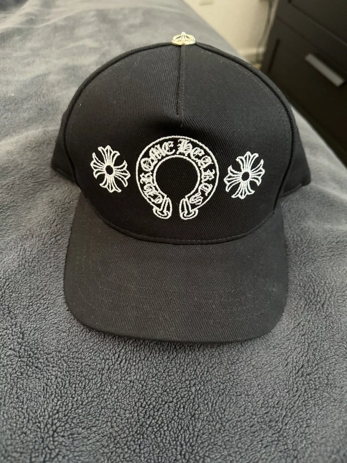 Chrome Hearts Hats Chrome Hearts Black Denim Horseshoe Hat