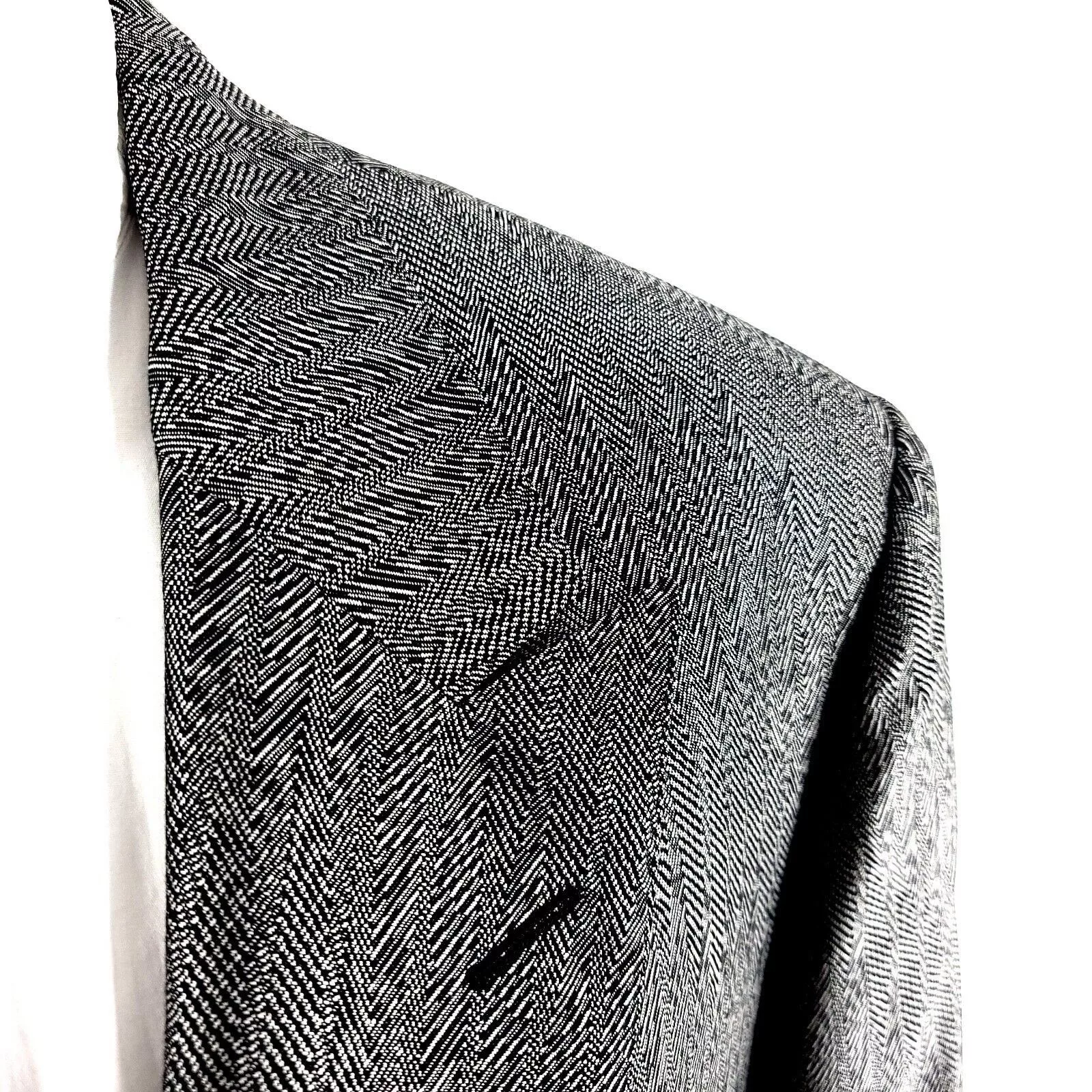 Versace Blazers Versace Hand Made Wool Silk 2 Button Blazer 44R Metallic Sil Silver