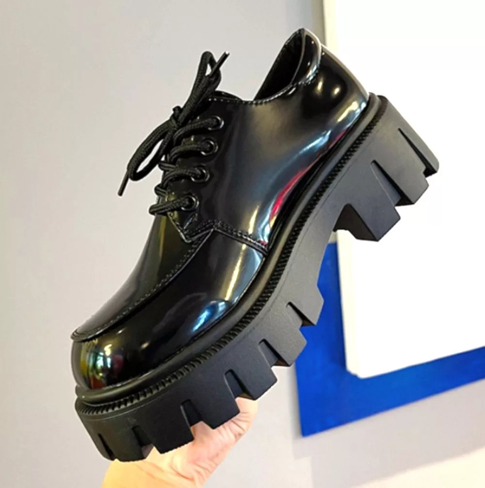Designer Heels Designer × Japanese Brand × Vintage Stunning England Patent Leather Thick Block Heels Shoes RARE Black