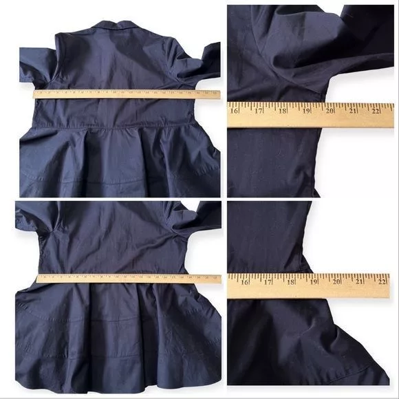 CO Button Ups NWT CO Navy Blue Tiered Button Down Cotton Shirt, Size M