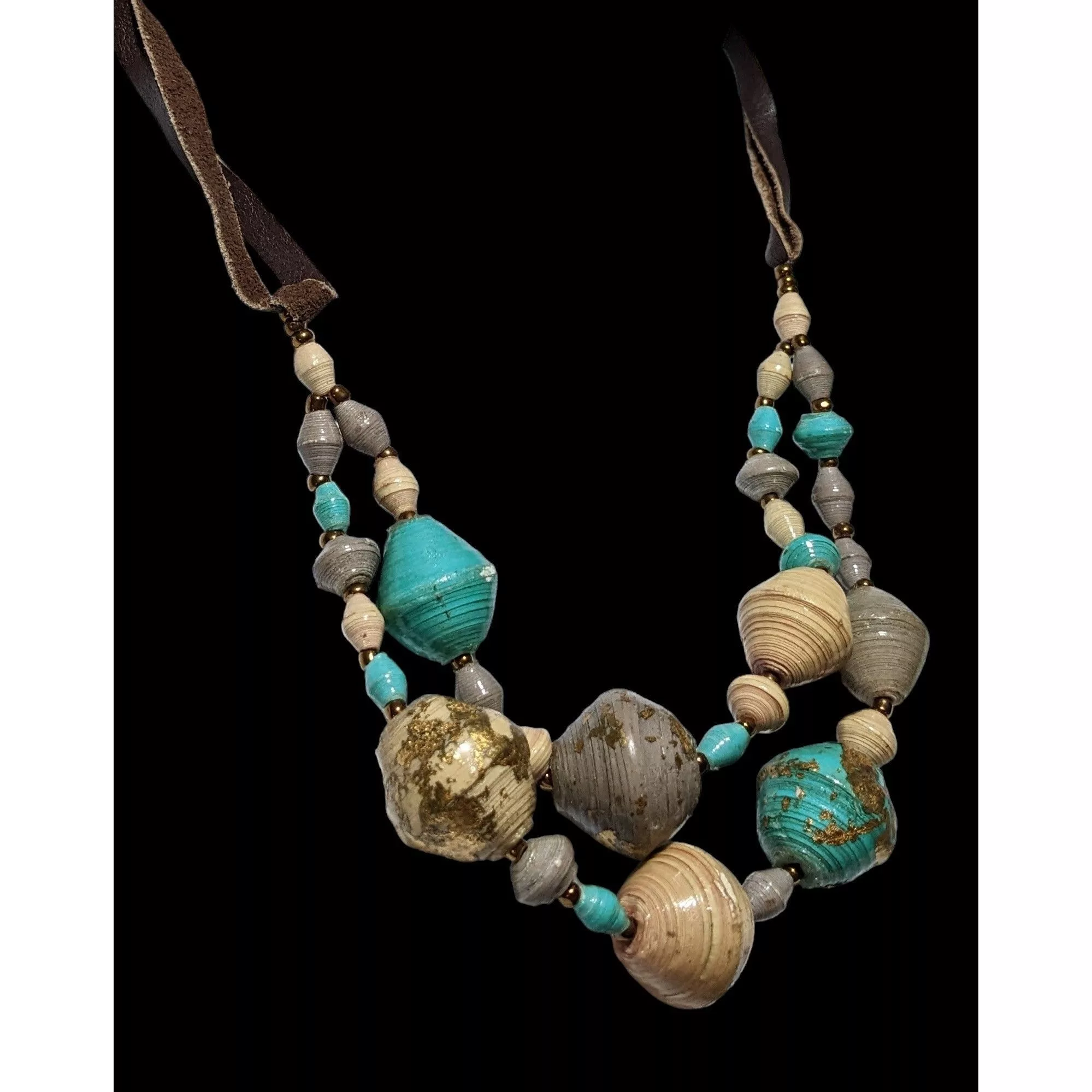 Other Necklaces Other Bohemian Beaded Gold Flake Necklace Multi