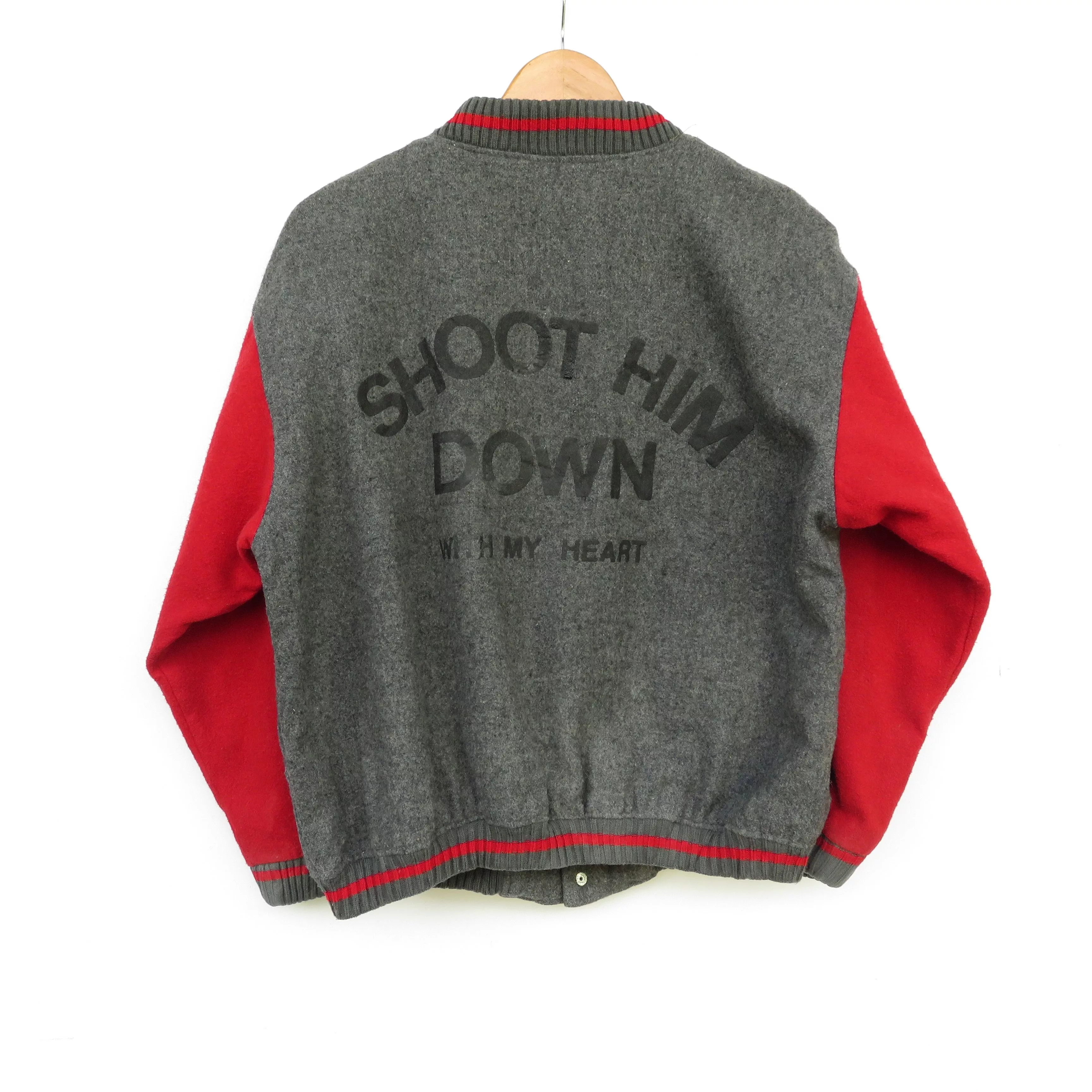 Vintage Light Jackets Vintage Varsity Wool Jacket 'Shoot Him Down' Multi