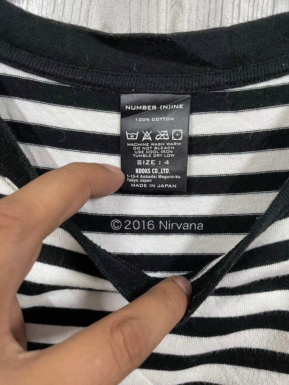 Nirvana Short Sleeve T Shirts Nirvana × Number (N)ine Number Nine x Nirvavana Stripe Tshirt Black