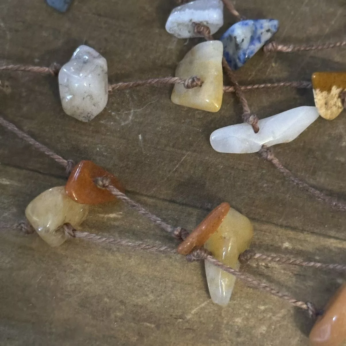 Vintage Necklaces Vintage polished stone open end necklace Multi