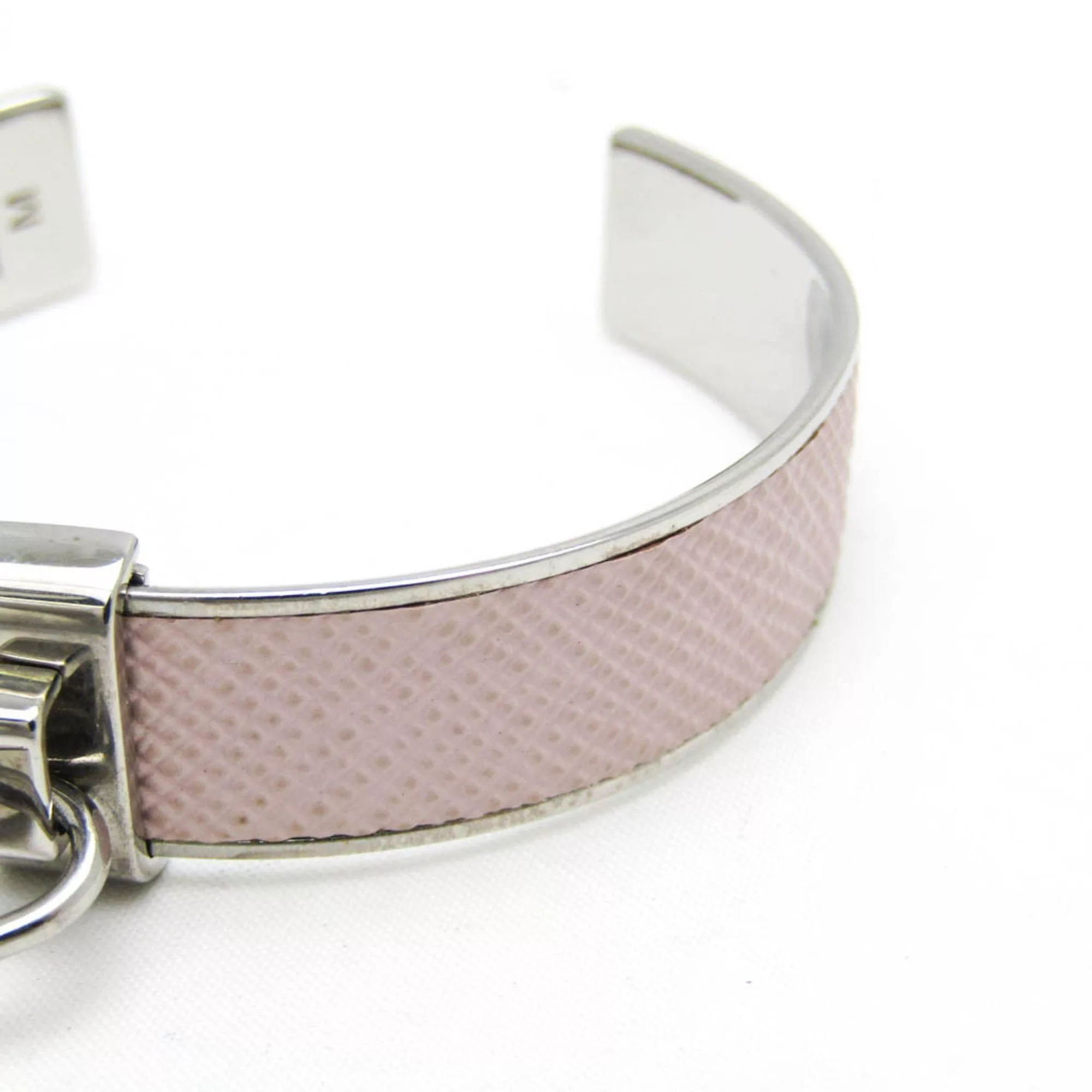 Prada Bracelets Prada 1IB375 Leather,Metal No Stone Bangle Light Pink,Silver
