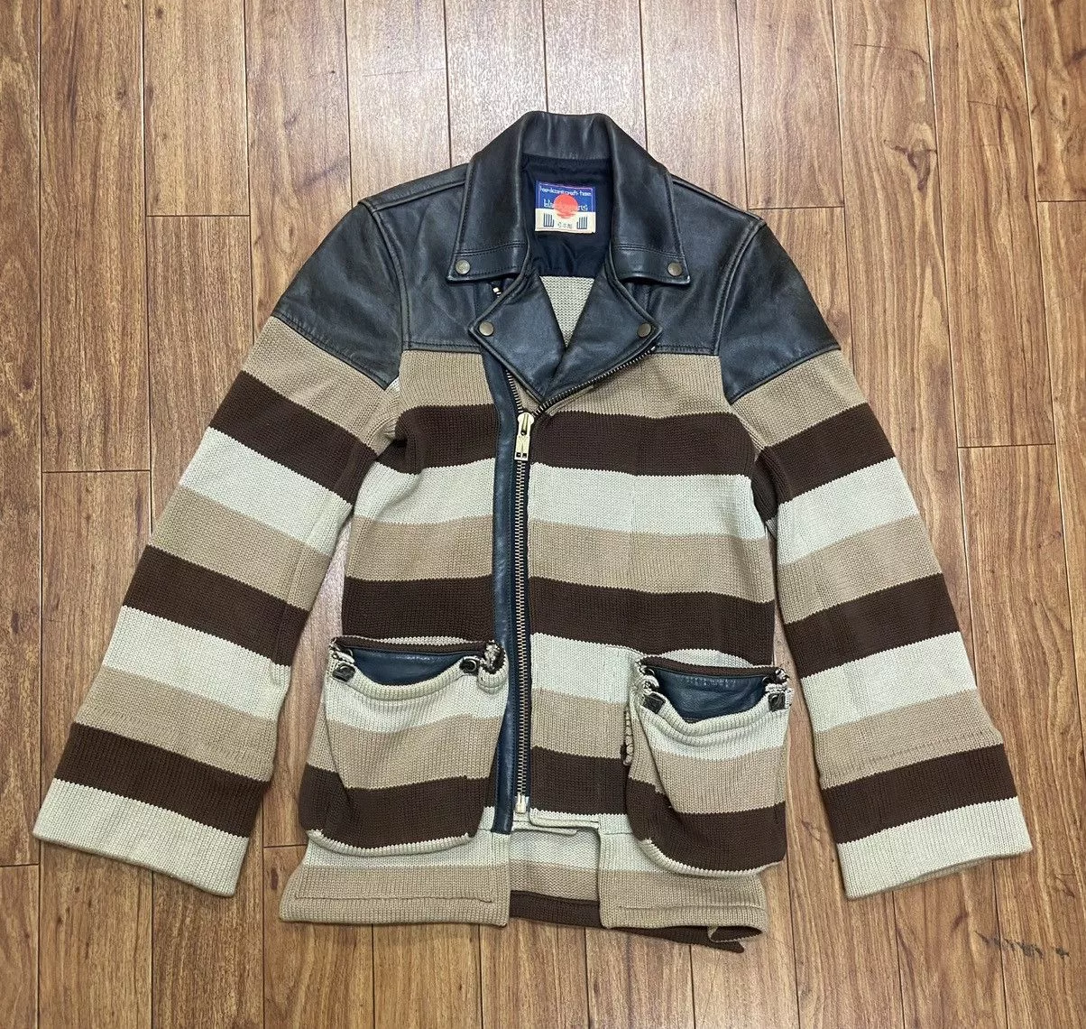 Blackmeans Leather Jackets Blackmeans 2012 Knitted Riders Jacket Brown
