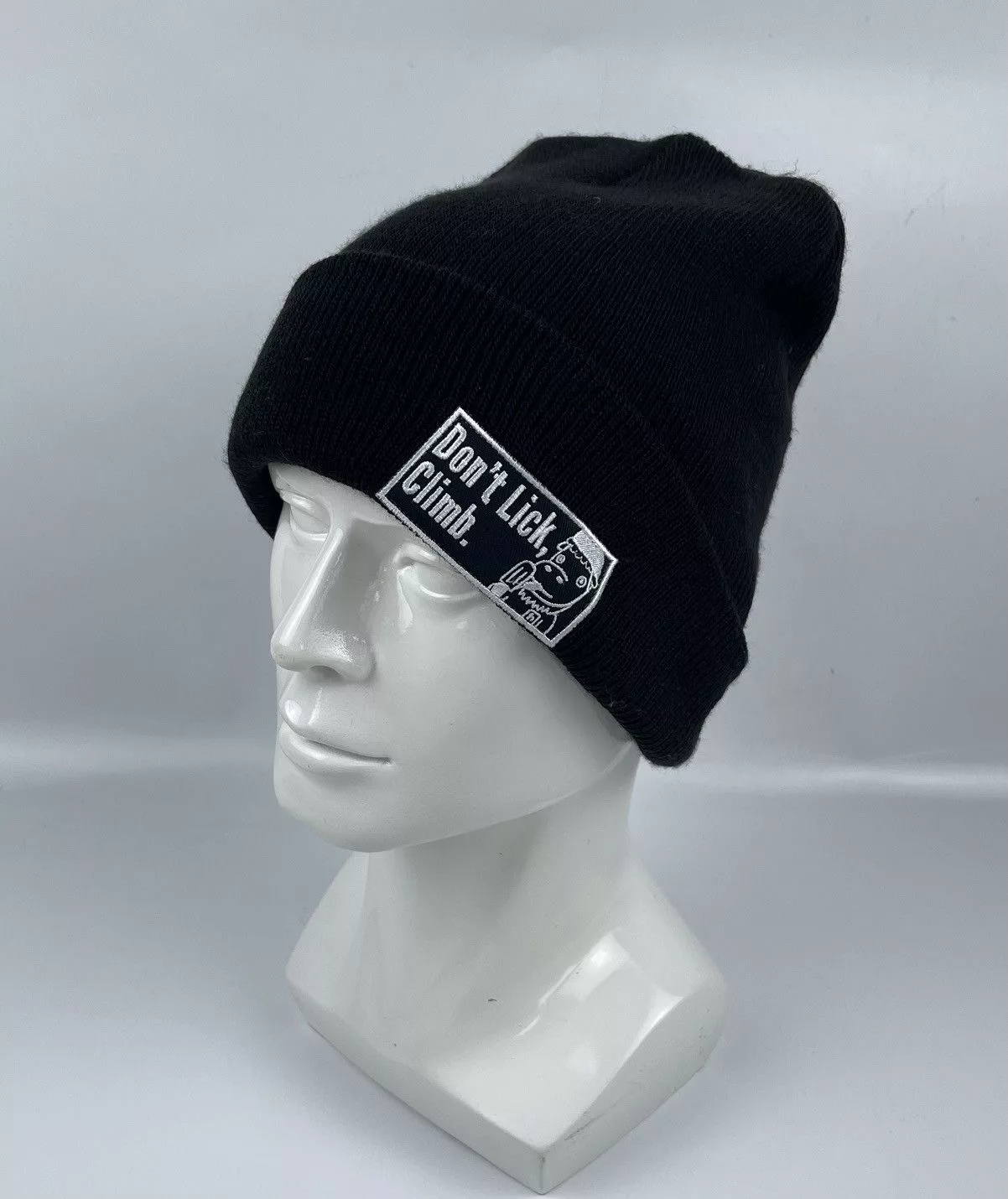 Japanese Brand Hats Japanese Brand dont lick beanie hat snow cap Black Streetwear