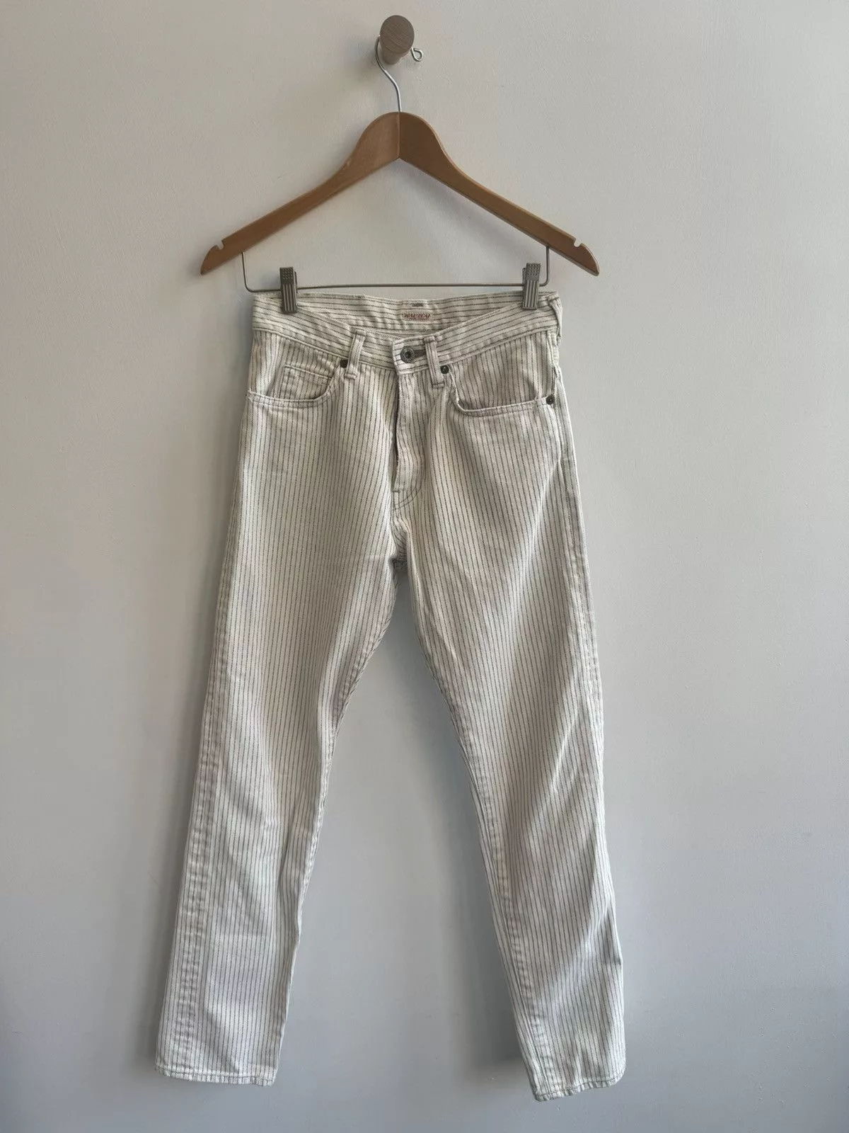 Kapital Jeans Kapital White Pinstripe Patchwork Denim