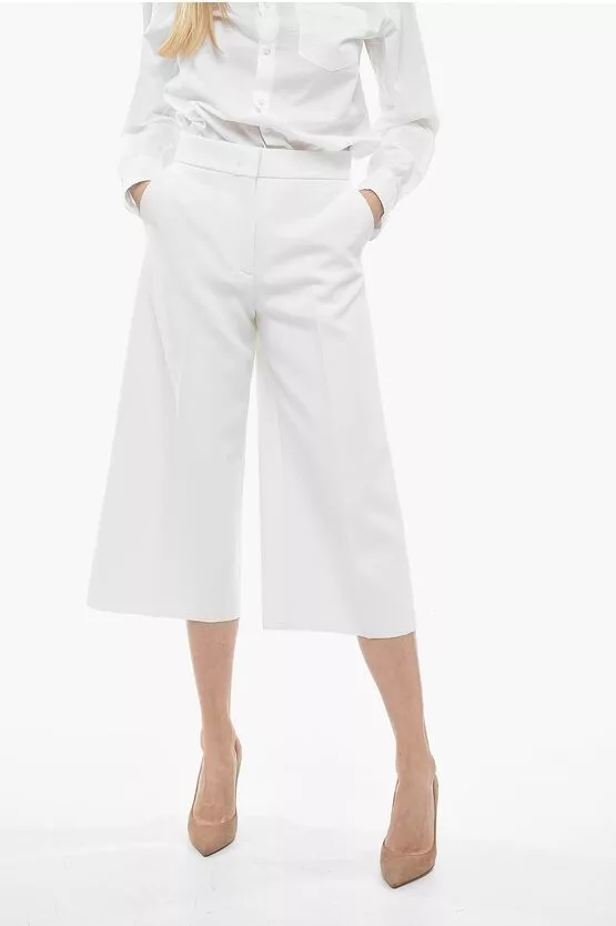 MSGM Pants MSGM og1mm0724 Cropped Fit Pants in White