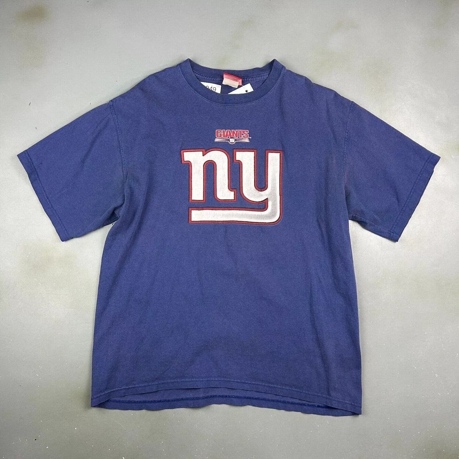 NFL Short Sleeve T Shirts VINTAGE | NY GIANTS Big Logo NFL Football T-Shirt sz L Adult Blue