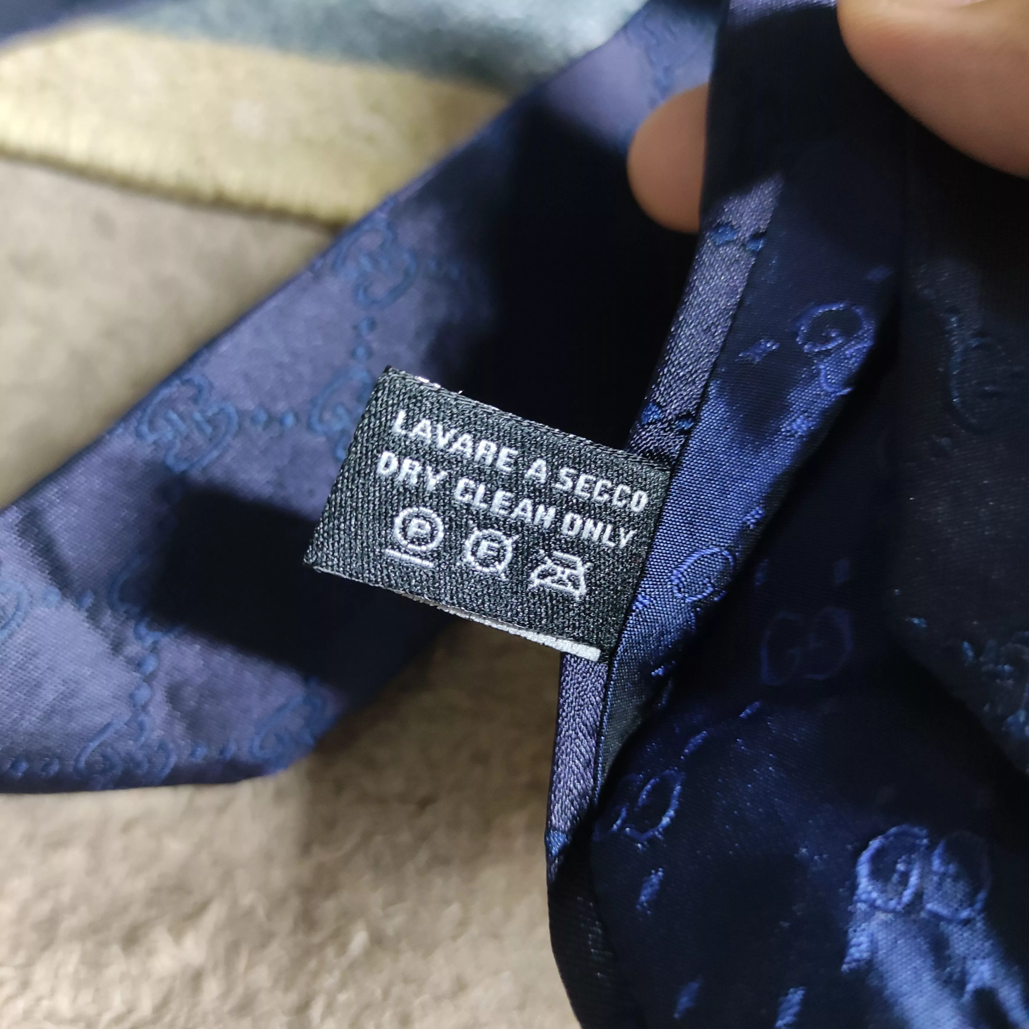 Gucci Ties Pocketsquares Gucci "GG" Monogram Pattern Silk Tie in blue navy