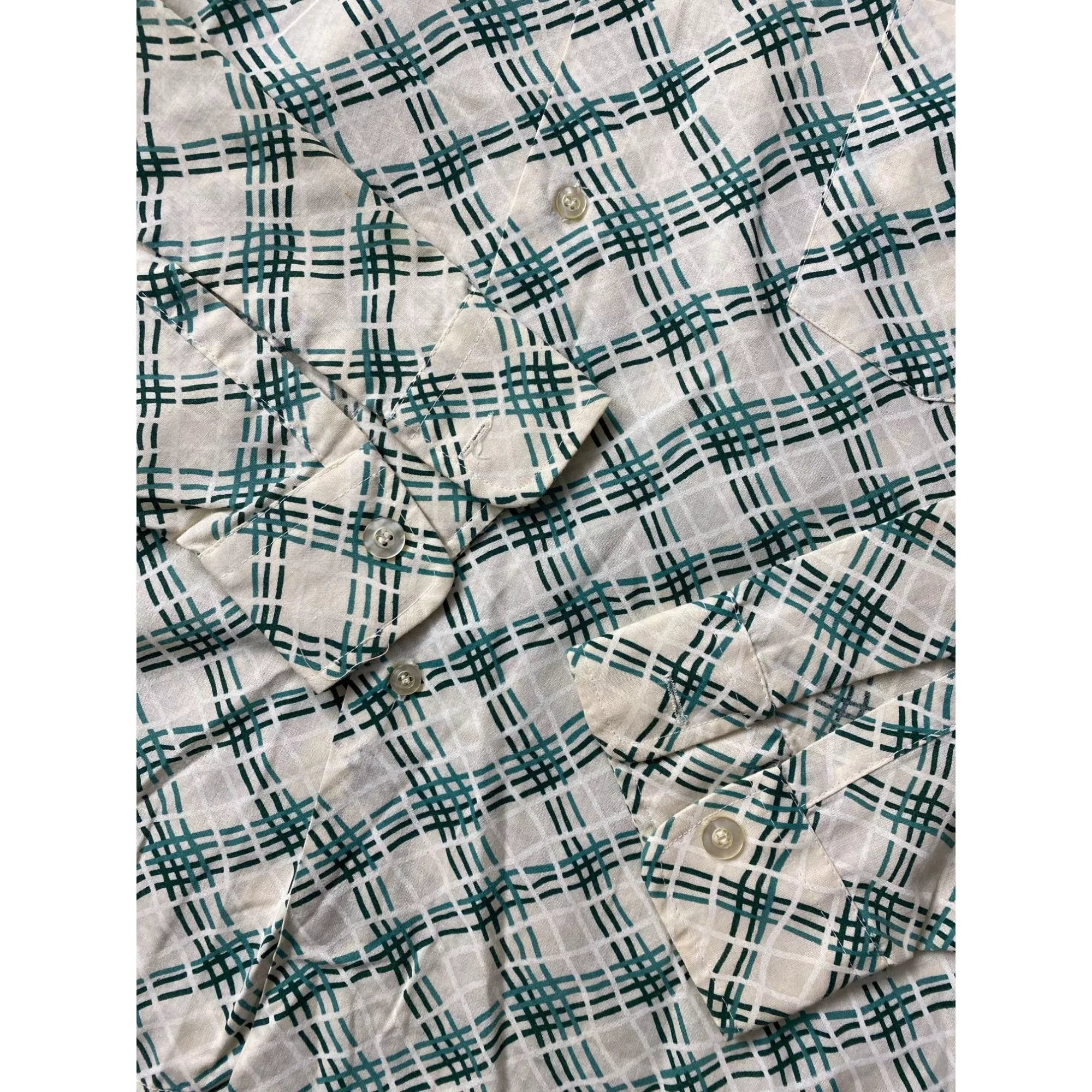 Vintage Shirts Button Ups 70s 80s Vintage Tooke Shirt Button Up Pattern Green