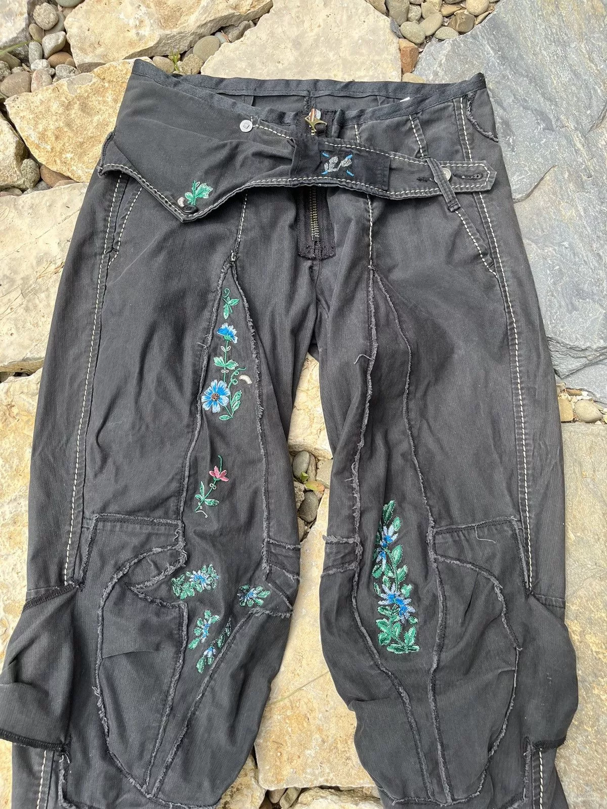 Marithe + Francois Girbaud Pants Marithe + Francois Girbaud Vintage Marithe Francois Girbaud floral y2k bondage pants Black