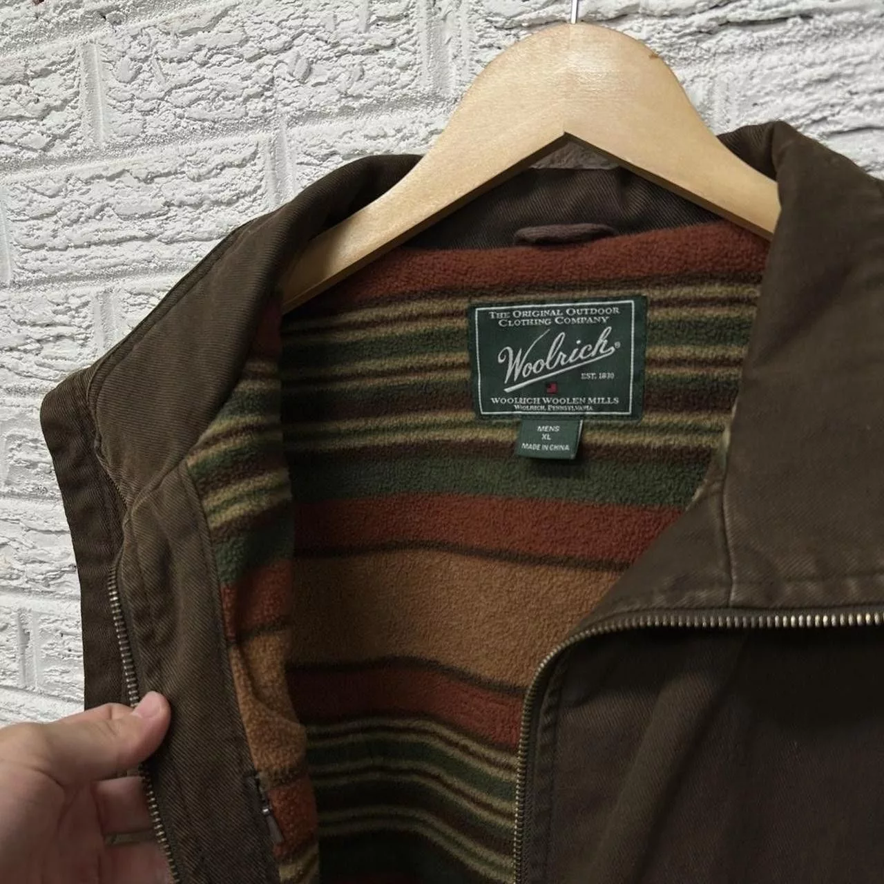 Woolrich Woolen Mills Light Jackets Woolrich Woolen Mills Woolrich Dorrington Brown Canvas Shell Fleece Blanket Lined