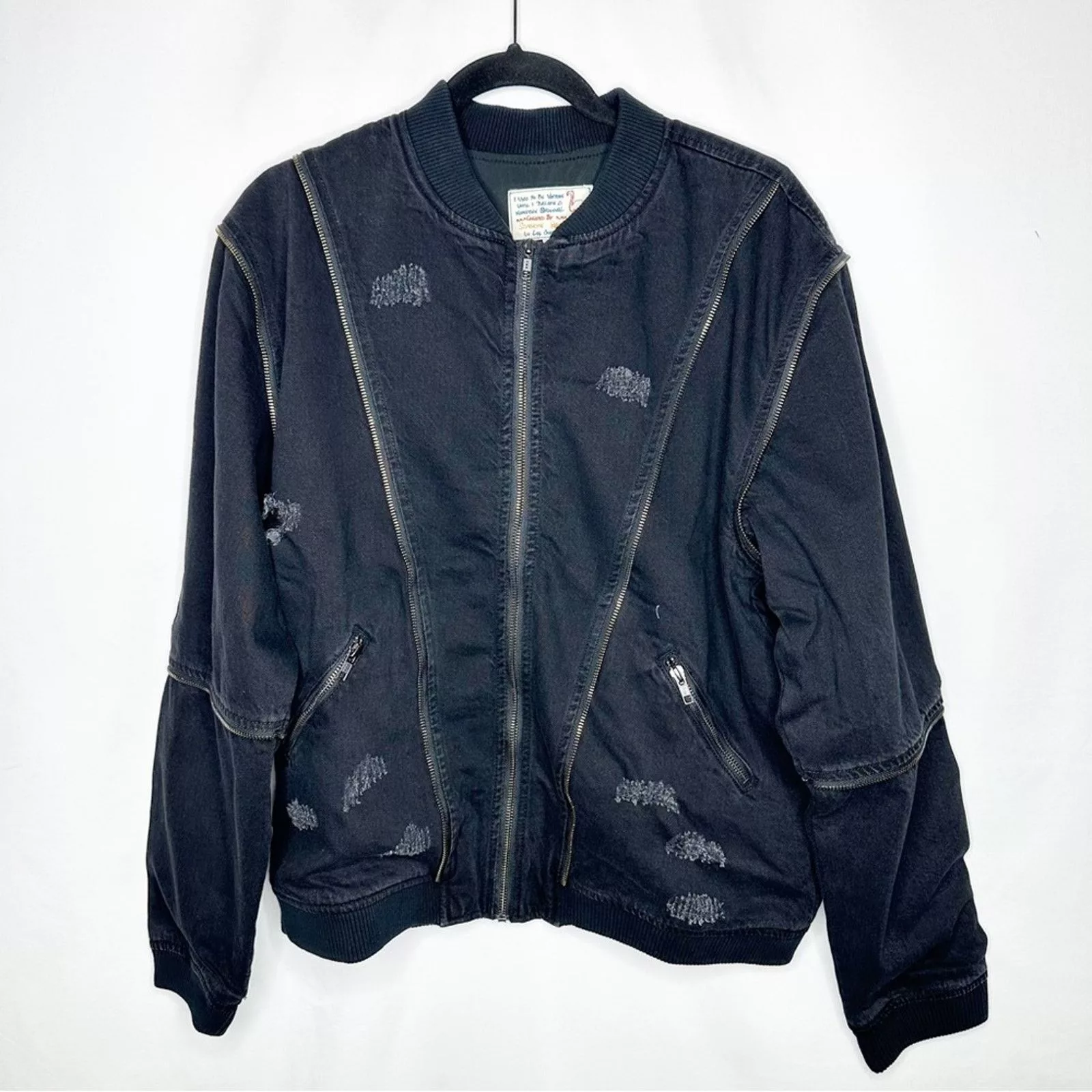 Sandrine Rose Jackets SANDRINE ROSE Black Zip Bomber NWT in Medium