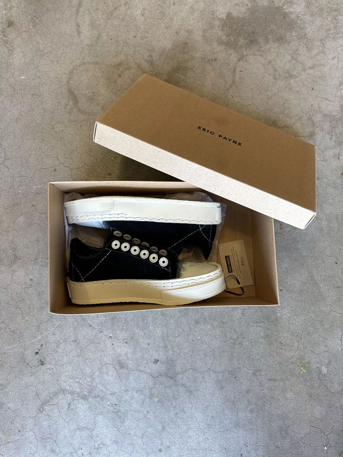 Designer Low Top Sneakers Designer × Vintage Eric Payne Lace to Toe Black Suede/Painted Toe