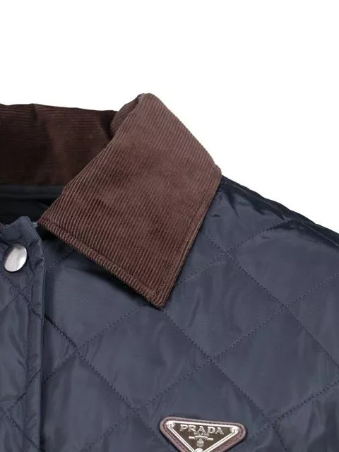 Prada Jackets Prada QUILTED CROP JACKET Blue