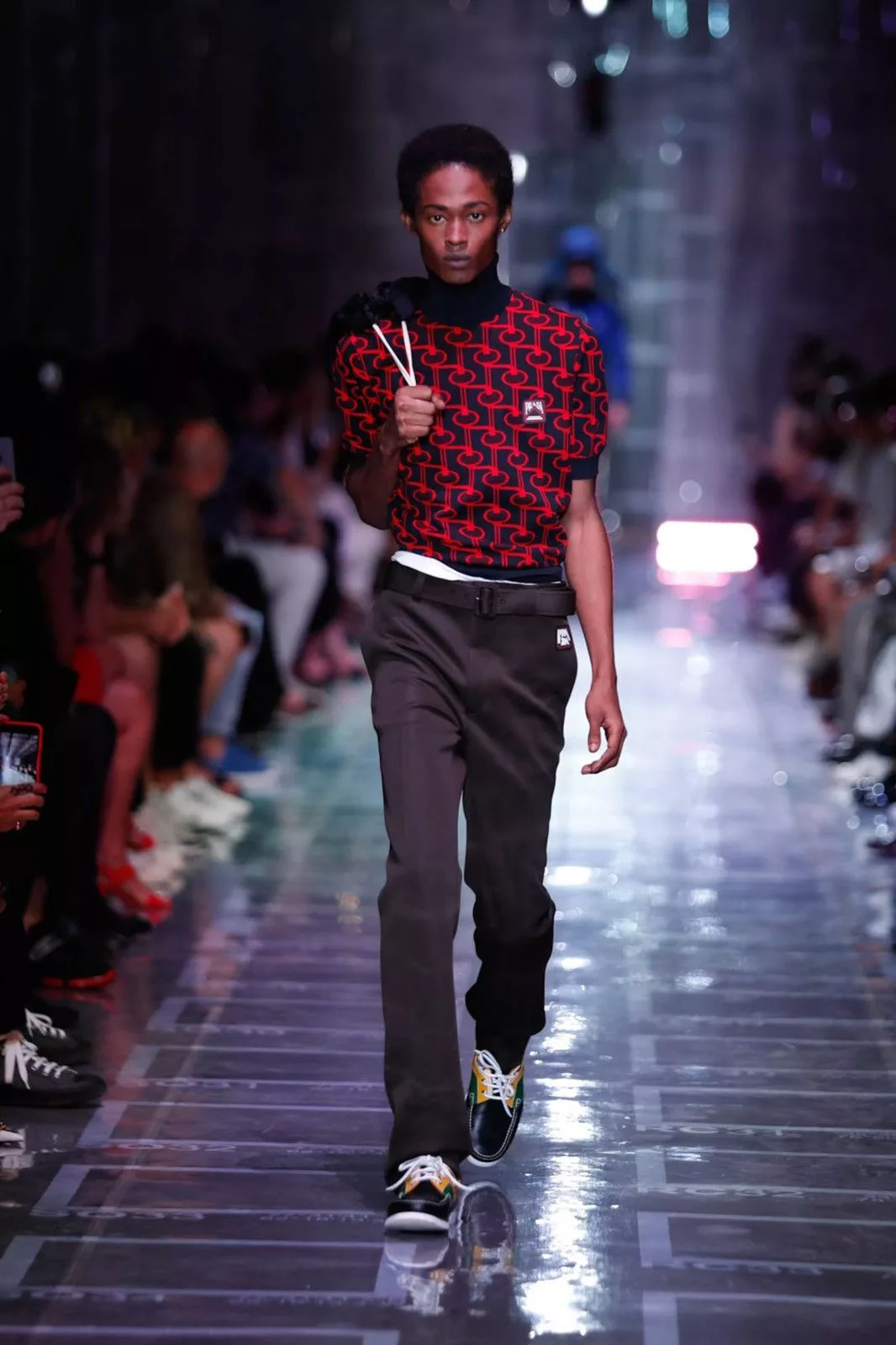 Prada Formal Trousers PRADA brown trousers incorporated belt SS19