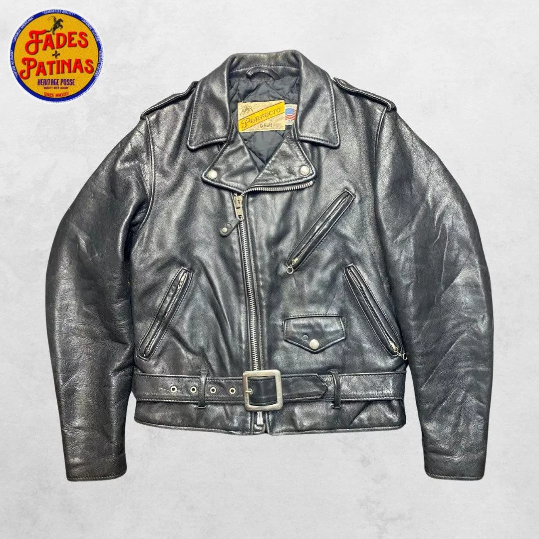 Schott Leather Jackets Schott × Vintage Schott Perfecto 613 One Star Leather Jacket Late Black