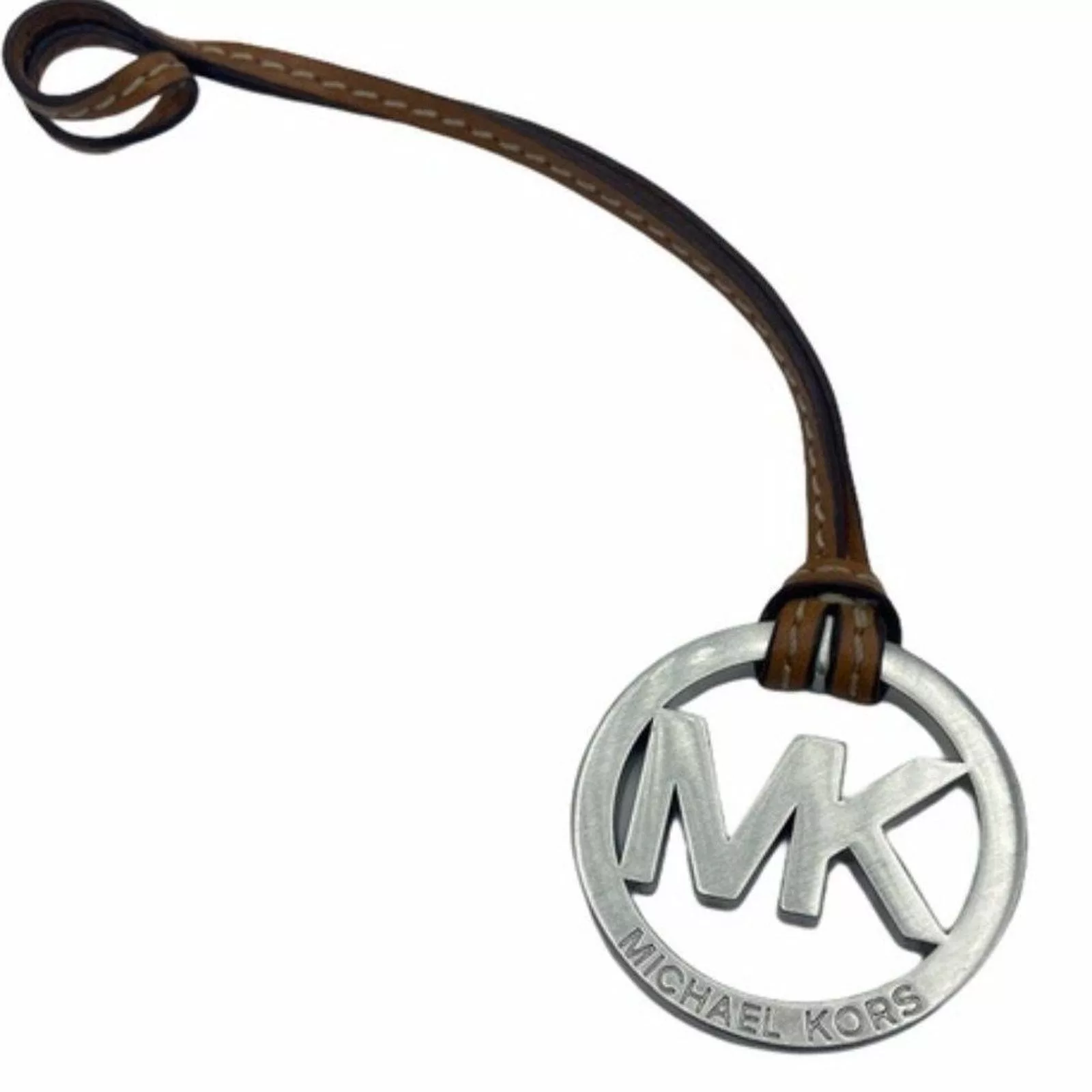 Michael Kors Miscellaneous MICHAEL KORS Tan Leather Sliver Logo Bag Charm Brown