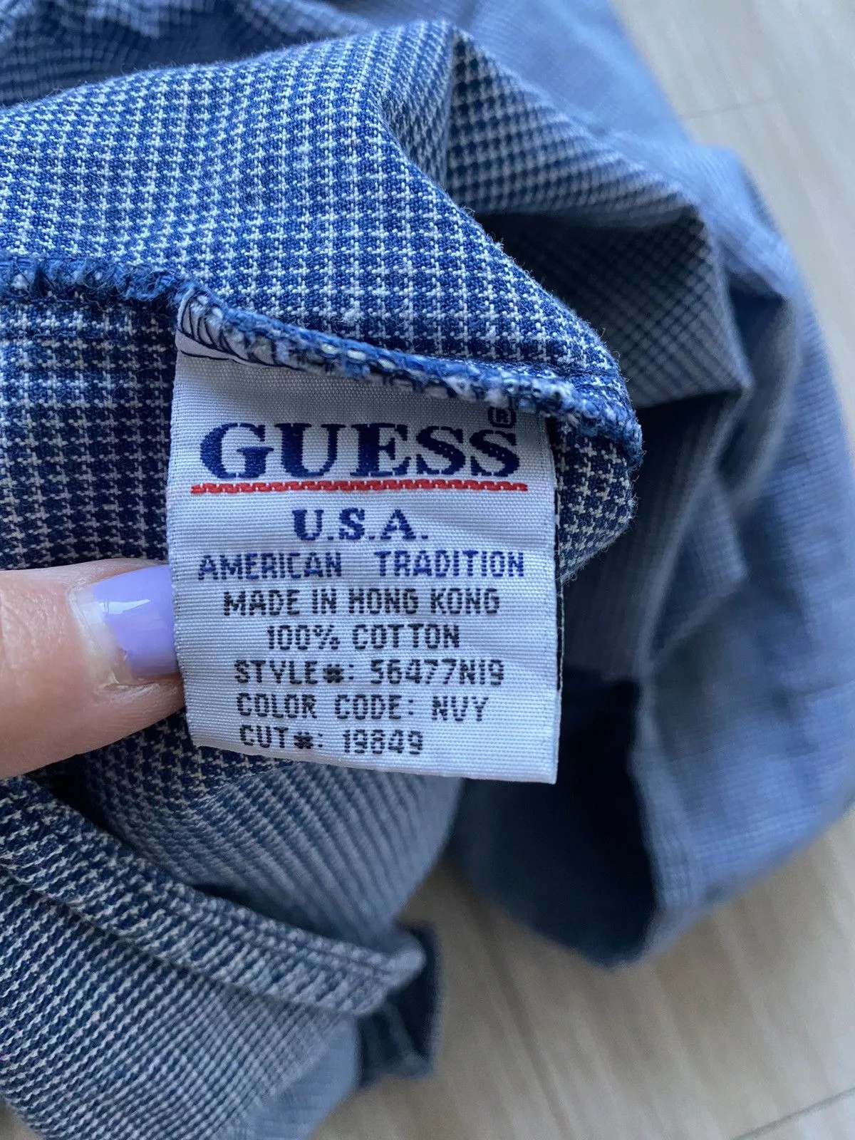 Guess Shirts Button Ups 90s GUESS blue/white long sleeve button down large