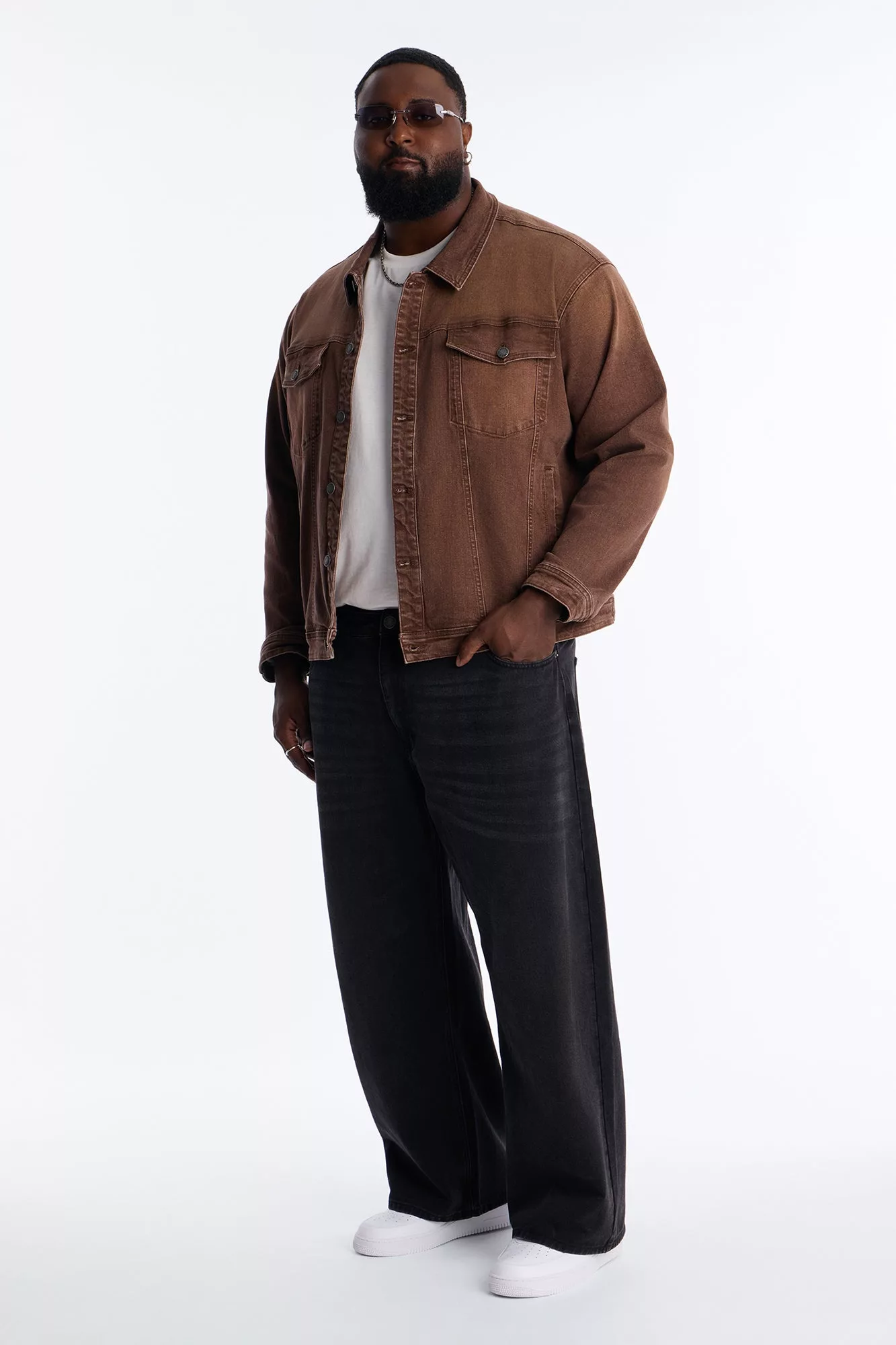 Essential Hue Denim Trucker Jacket - Brown