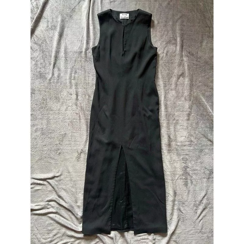 Acne Studios Maxi Dresses Acne Studios × Designer Acne Studios Sandie Flu Cady AW15 Dress Black Vintage